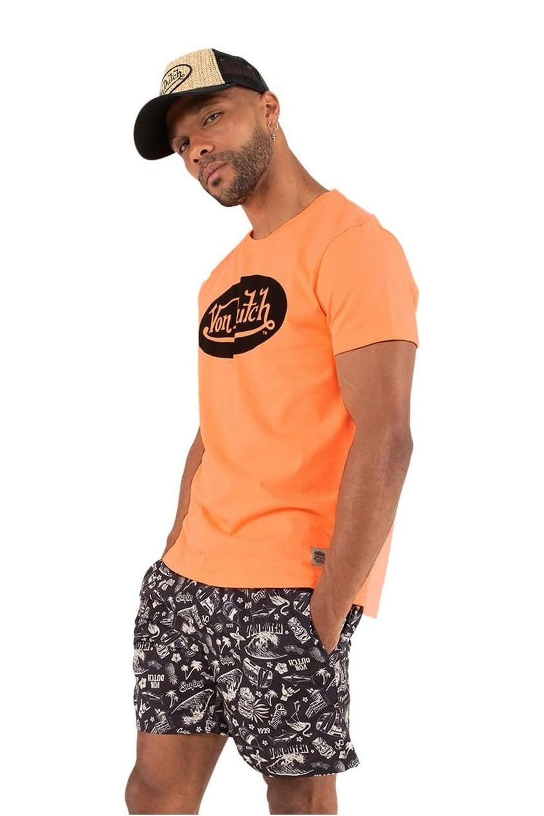 CAMISETA VON DUTCH NARANJA FRONT LOGO TEE