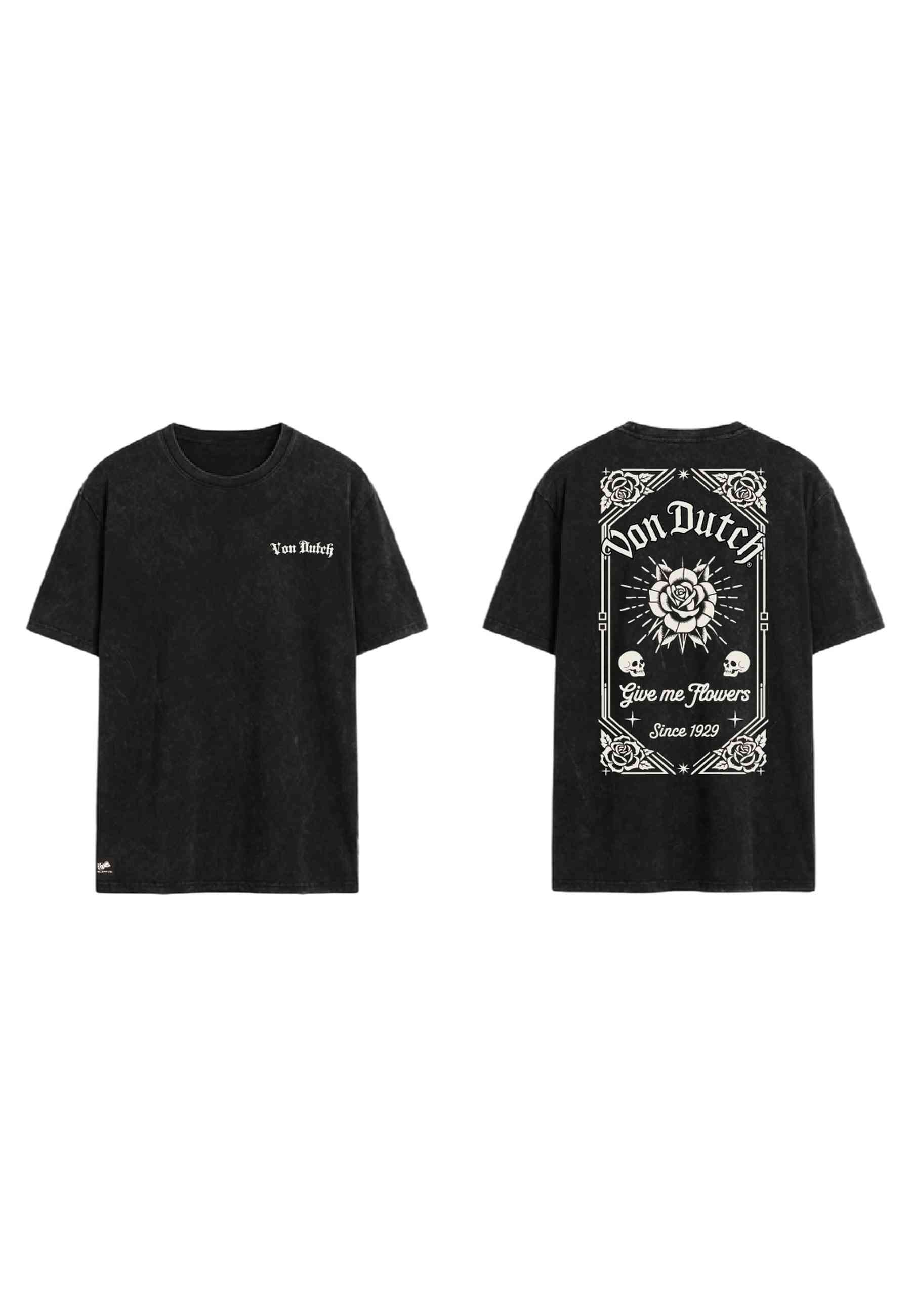 CAMISETA VON DUTCH NEGRA GIVE ME FLOWERS RELAXED FIT TEE