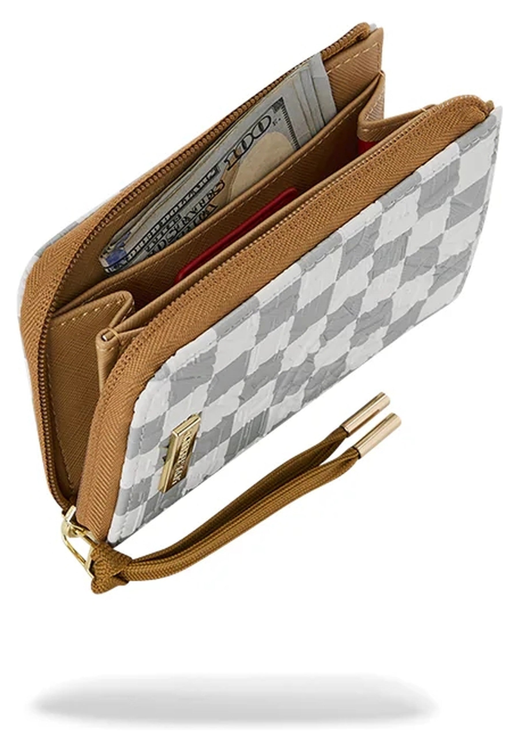 CARTERA SPRAYGROUND BLANCA GRAFF EMBOSSED CREAM CHECK WALLET