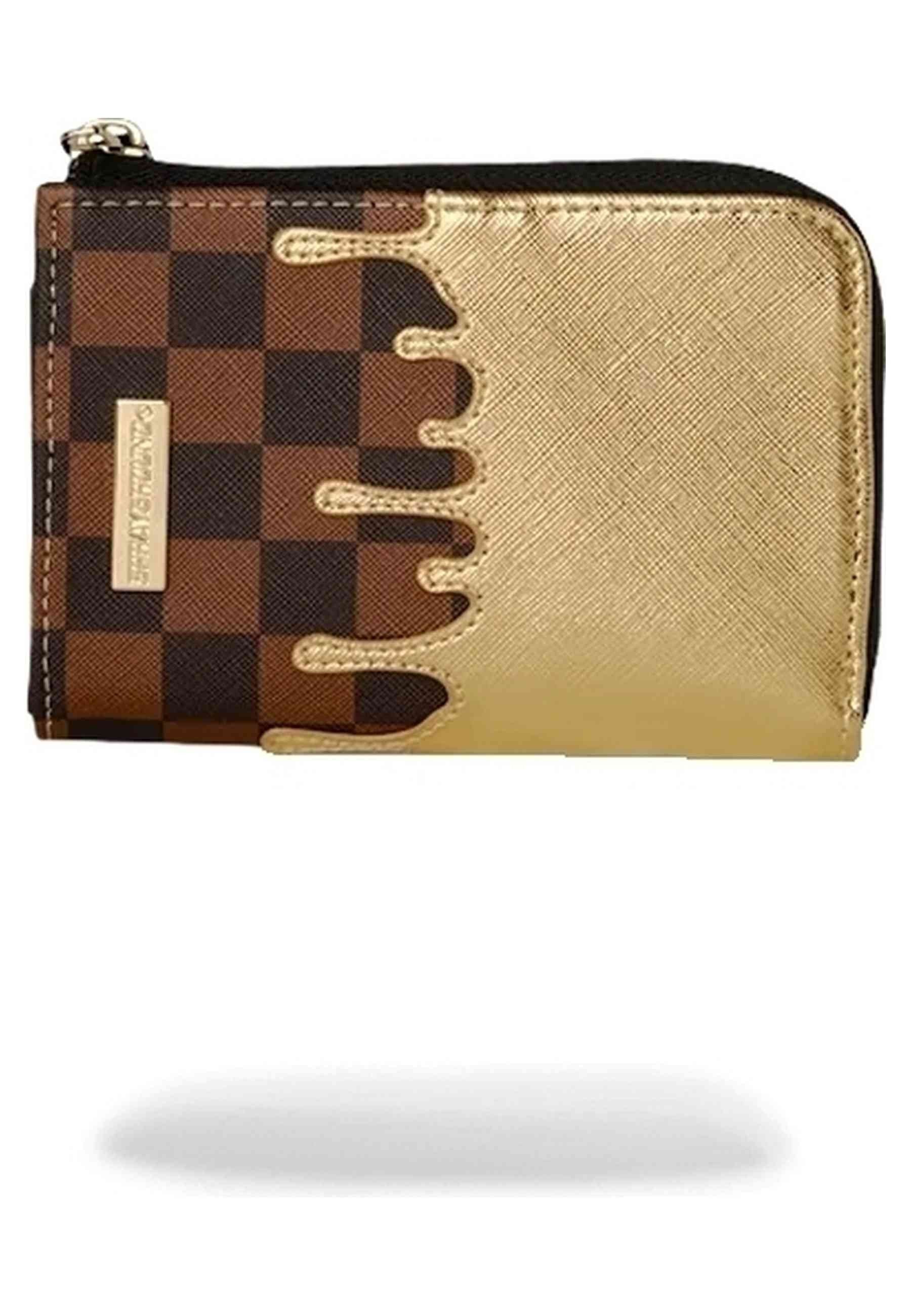 CARTERA SPRAYGROUND MARRON SHARKS IN PARIS GOLD DRIP WALLET