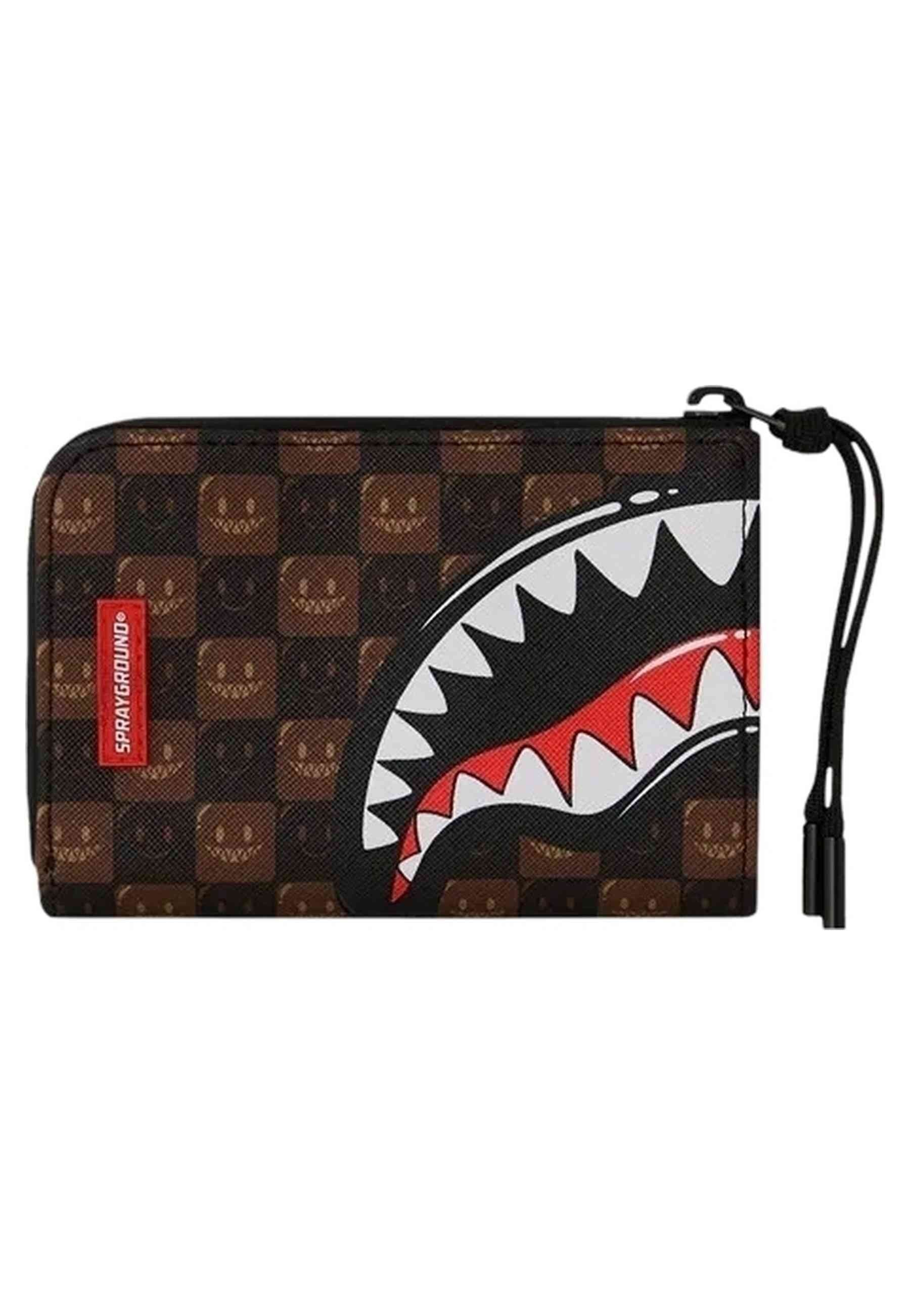 CARTERA SPRAYGROUND MARRON SHARKS IN PARIS WTF BUBBLE BROWN CHECK WALLET
