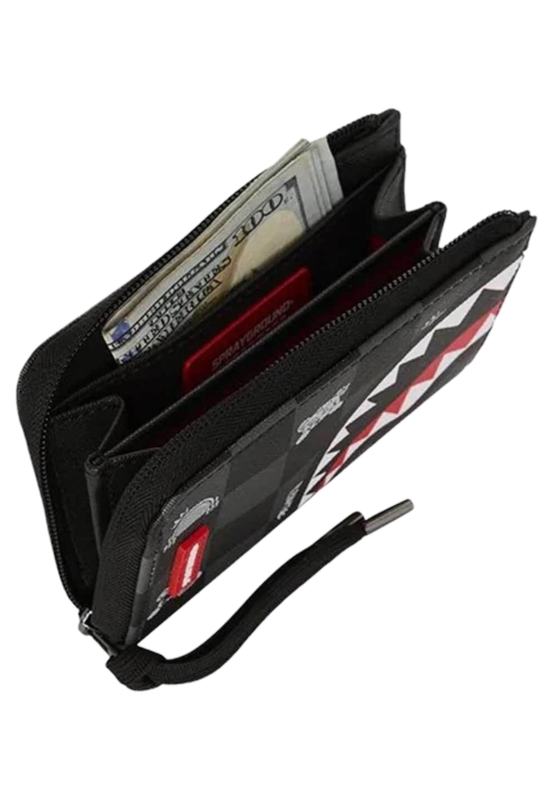 CARTERA SPRAYGROUND NEGRA GRAY PEEKING CHARACHTER CHECK WALLET