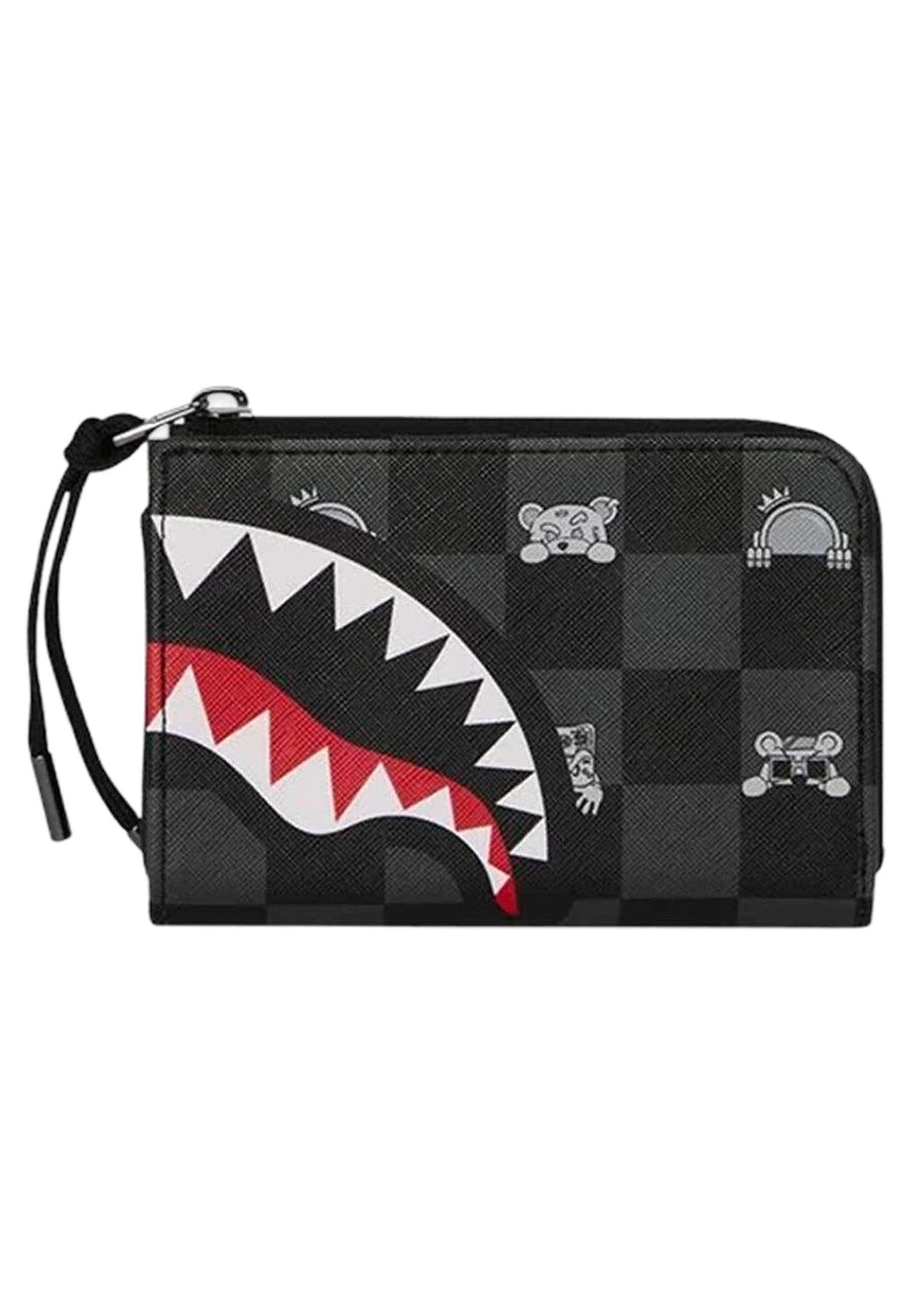 CARTERA SPRAYGROUND NEGRA GRAY PEEKING CHARACHTER CHECK WALLET