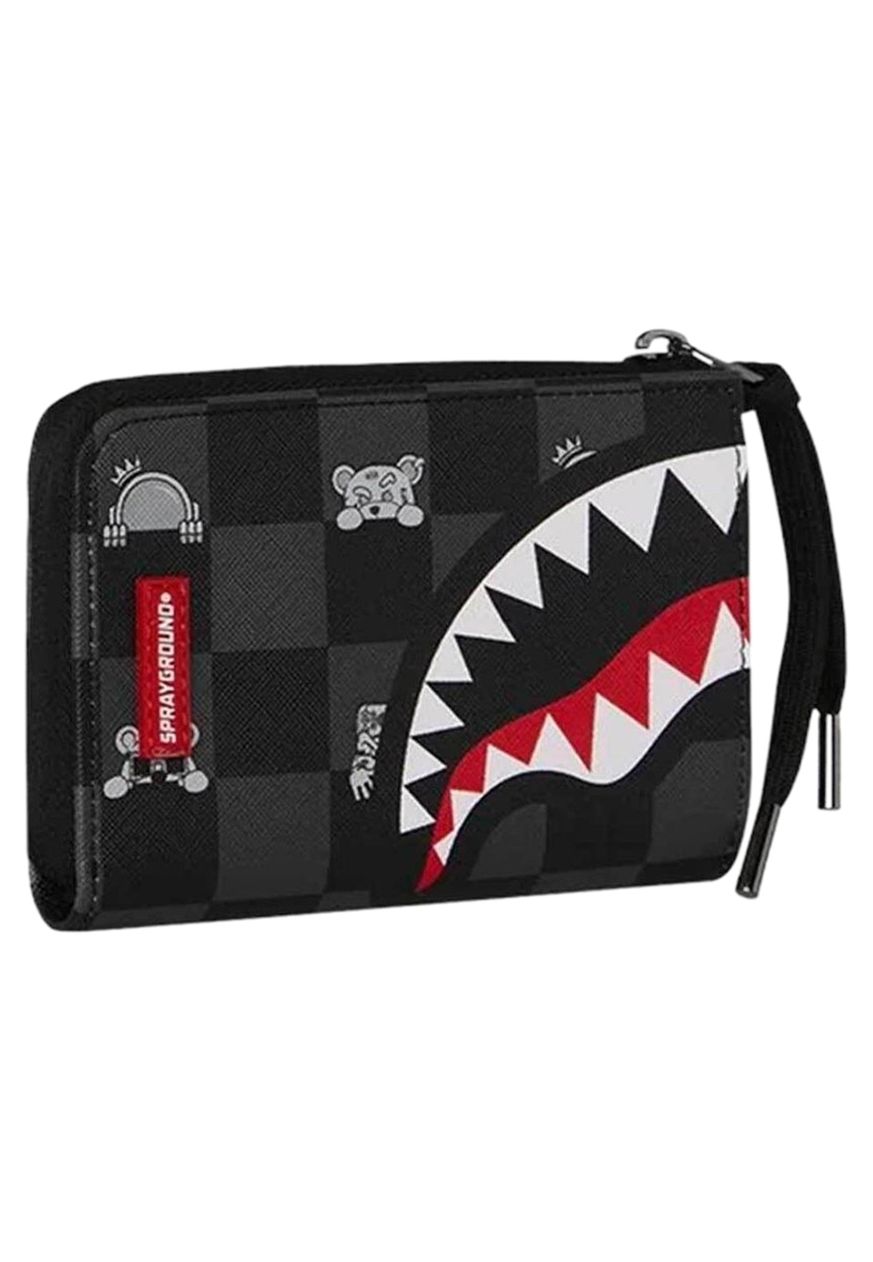 CARTERA SPRAYGROUND NEGRA GRAY PEEKING CHARACHTER CHECK WALLET