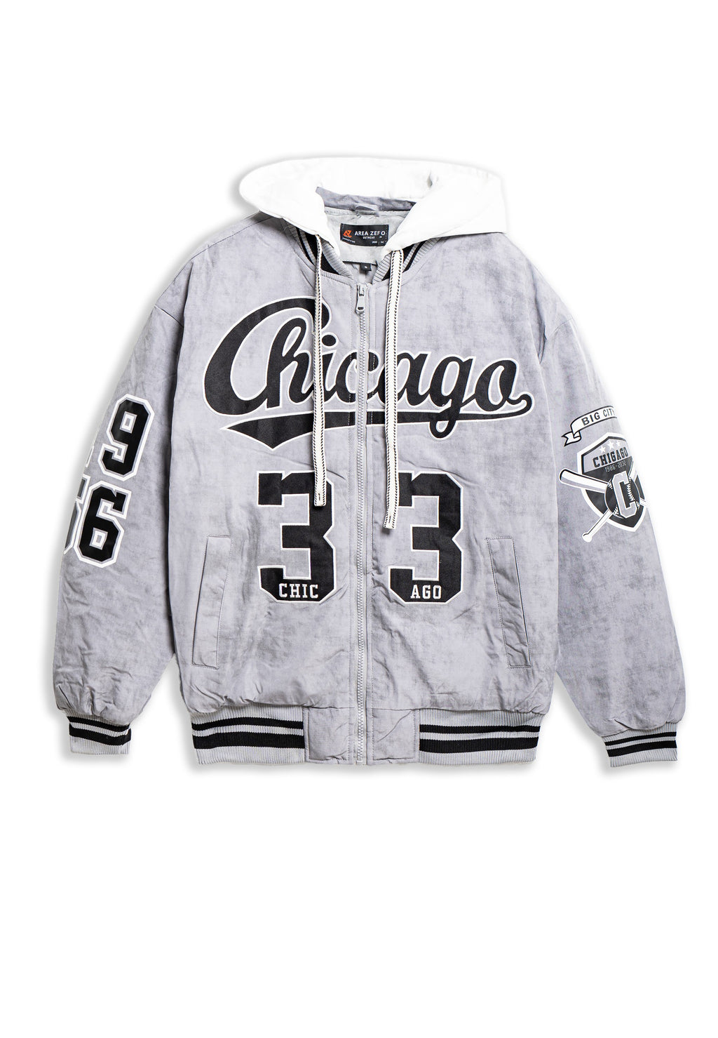 CAZADORA GRIS CHICAGO 33 VARSITY JACKET