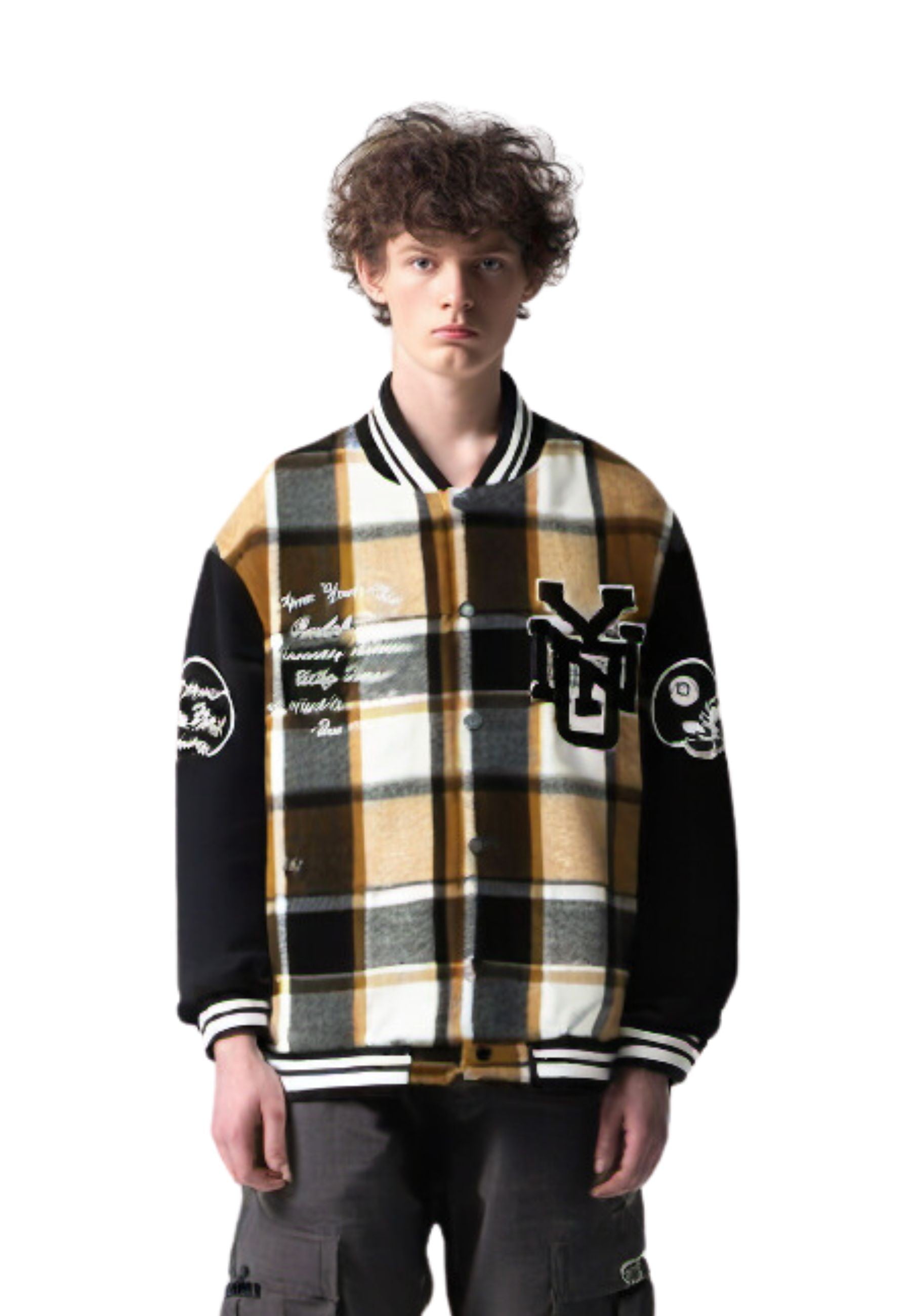 CAZADORA AREA ZERO MARRON SQUARES VARSITY JACKET