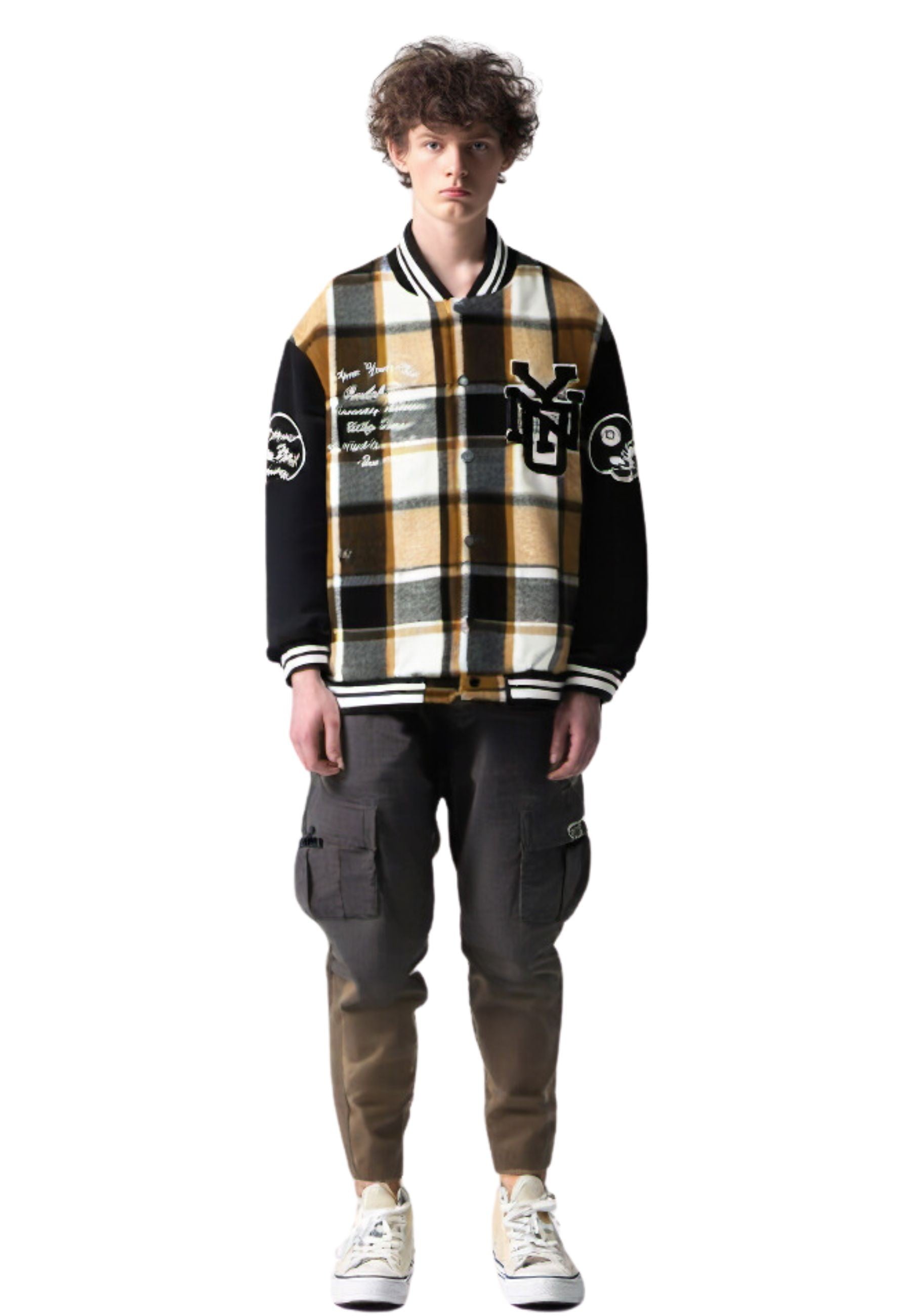 CAZADORA AREA ZERO MARRON SQUARES VARSITY JACKET