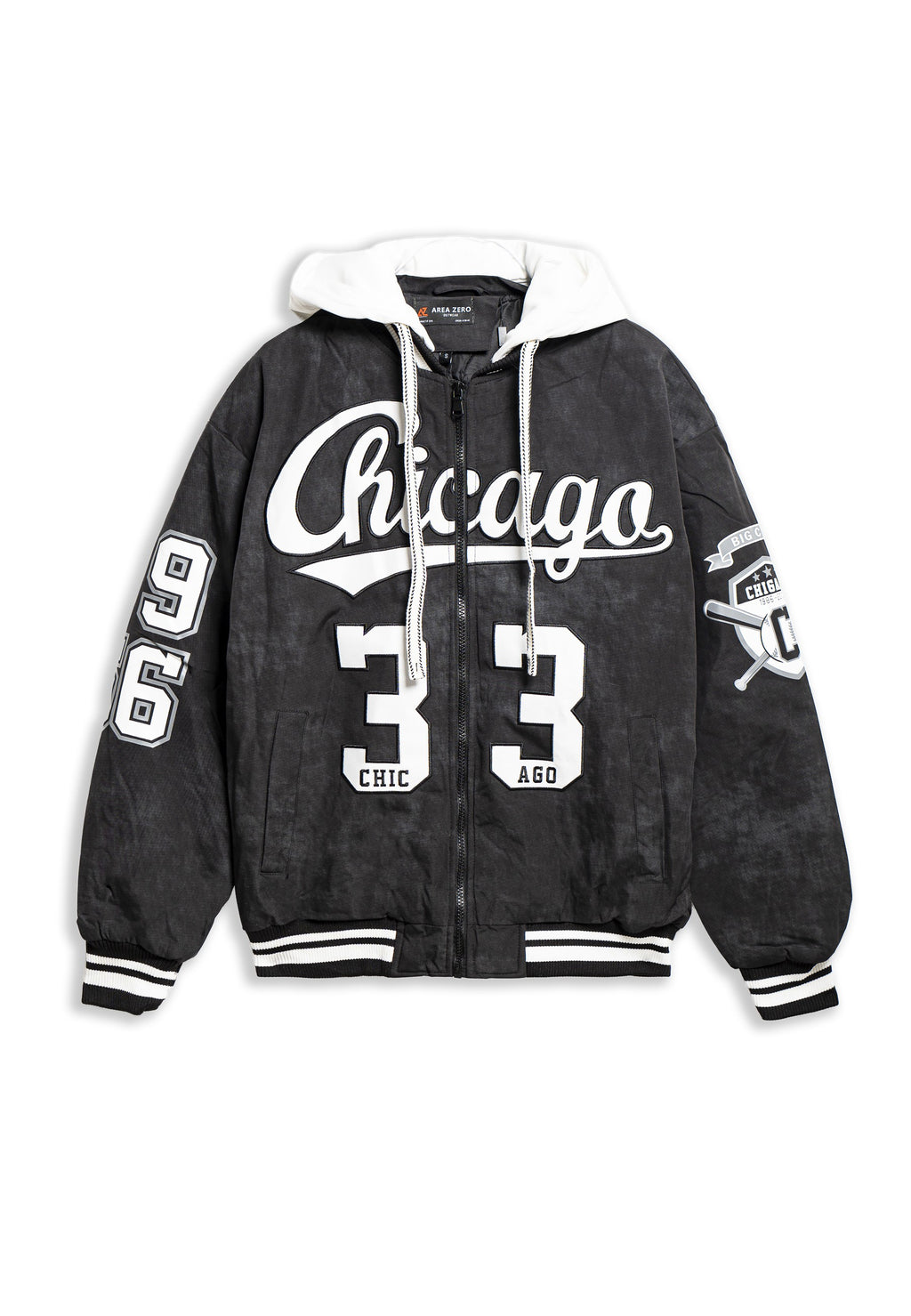 CAZADORA NEGRA CHICAGO 33 VARSITY JACKET