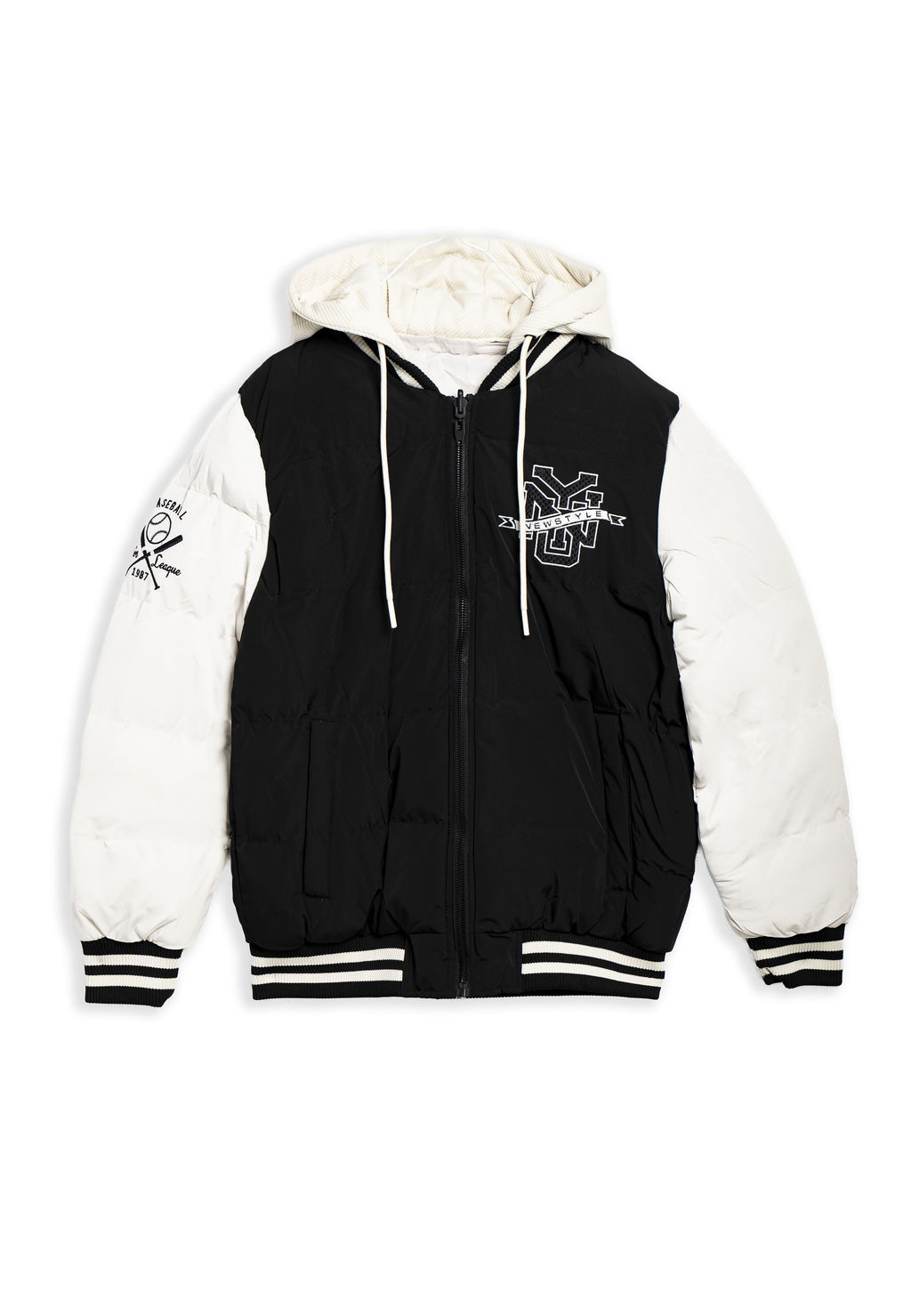CAZADORA NEGRA NEW STYLE REVERSIBLE VARSITY JACKET