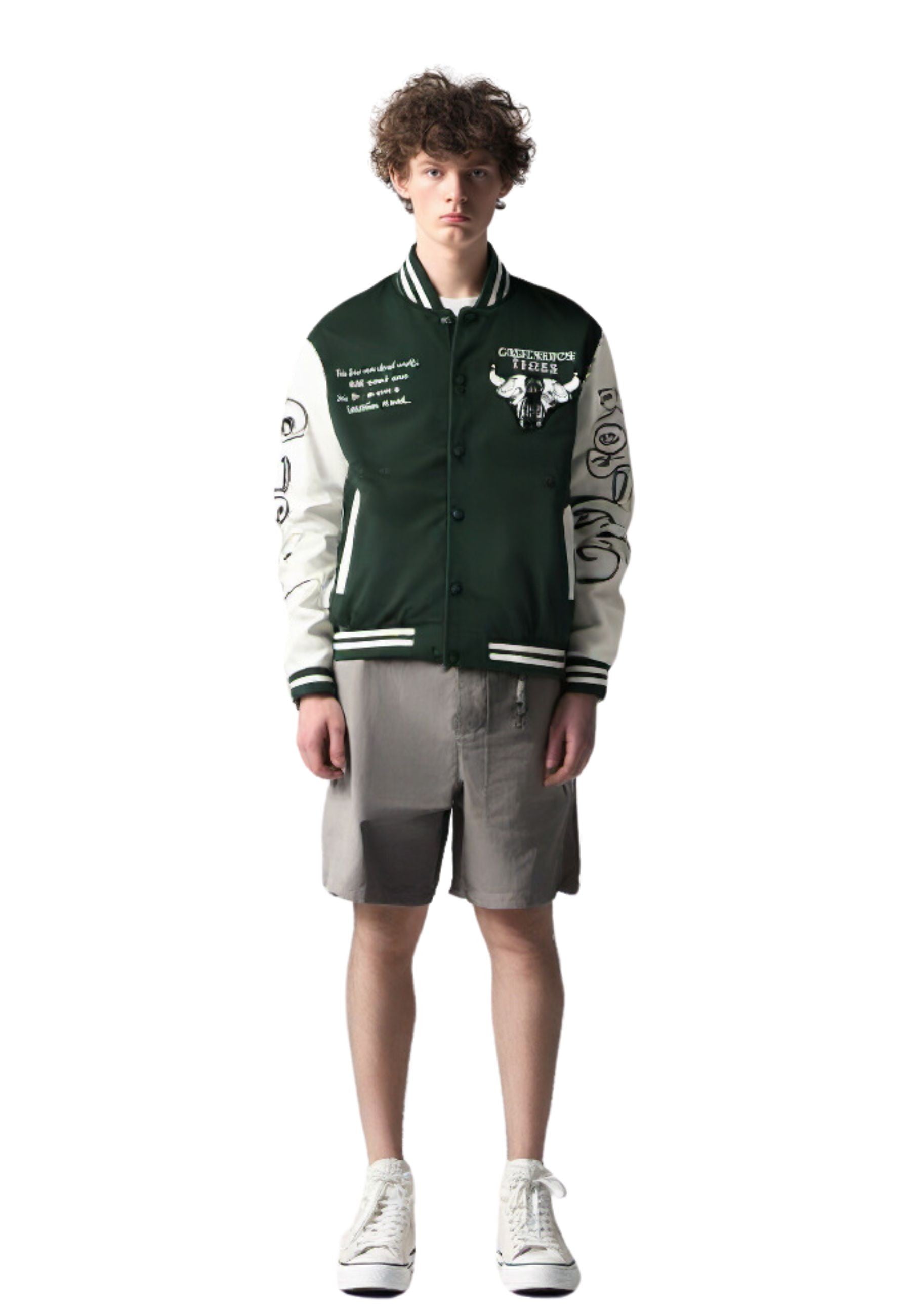 CAZADORA AREA ZERO VERDE SNEAKERS VARSITY JACKET