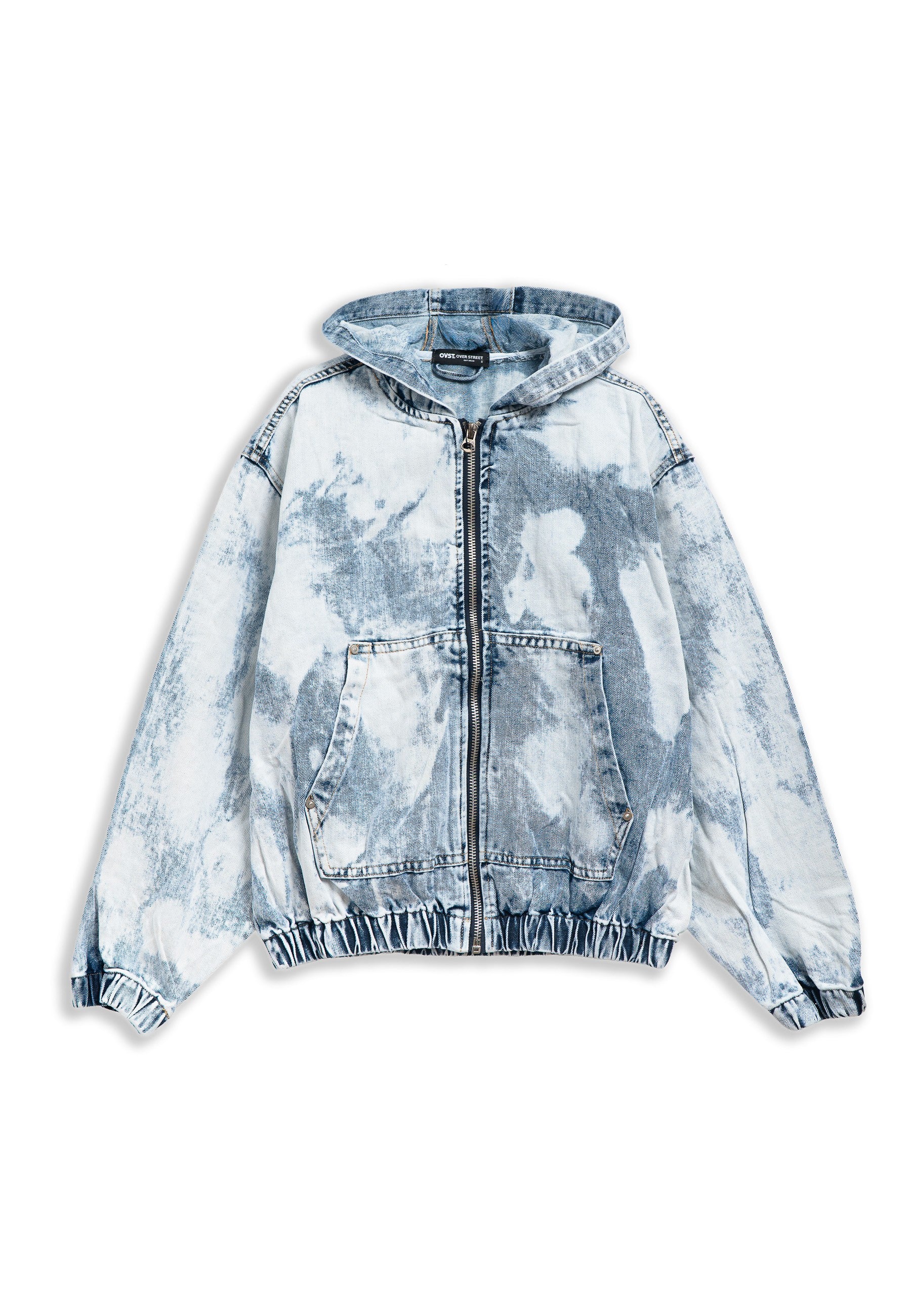CAZADORA BLEACH ZIPPED DENIM JACKET