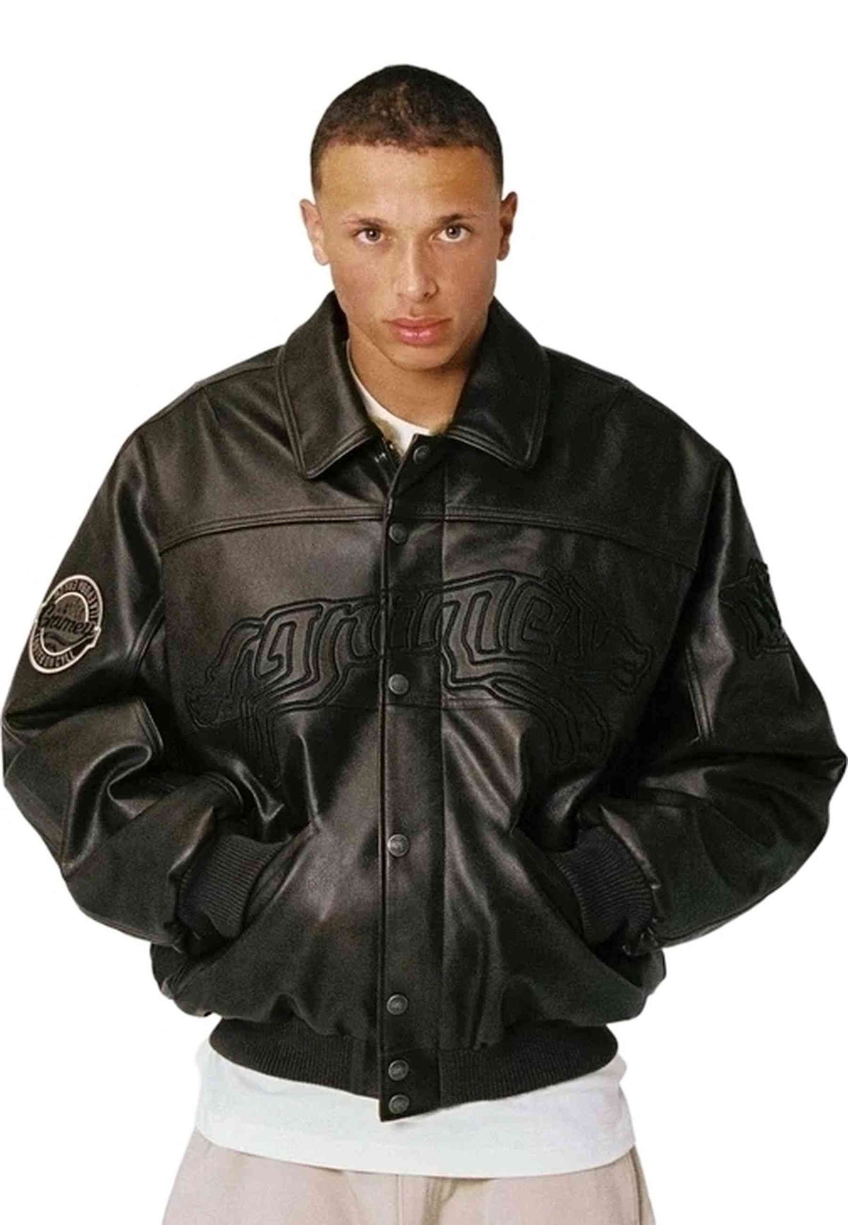 CAZADORA GRIMEY MARRON WILD ONE PU LEATHER JACKET WASHED BROWN