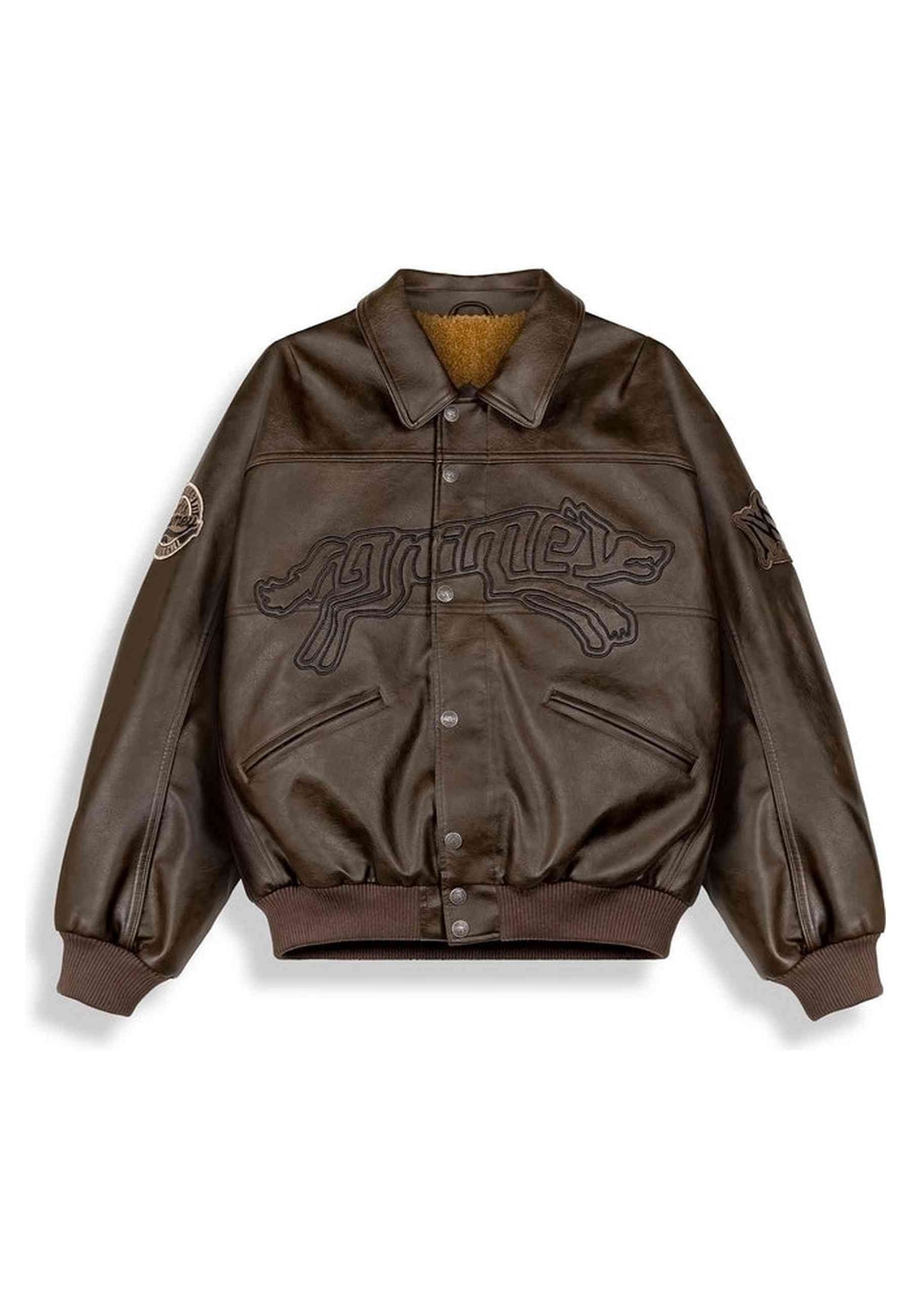 CAZADORA GRIMEY MARRON WILD ONE PU LEATHER JACKET WASHED BROWN