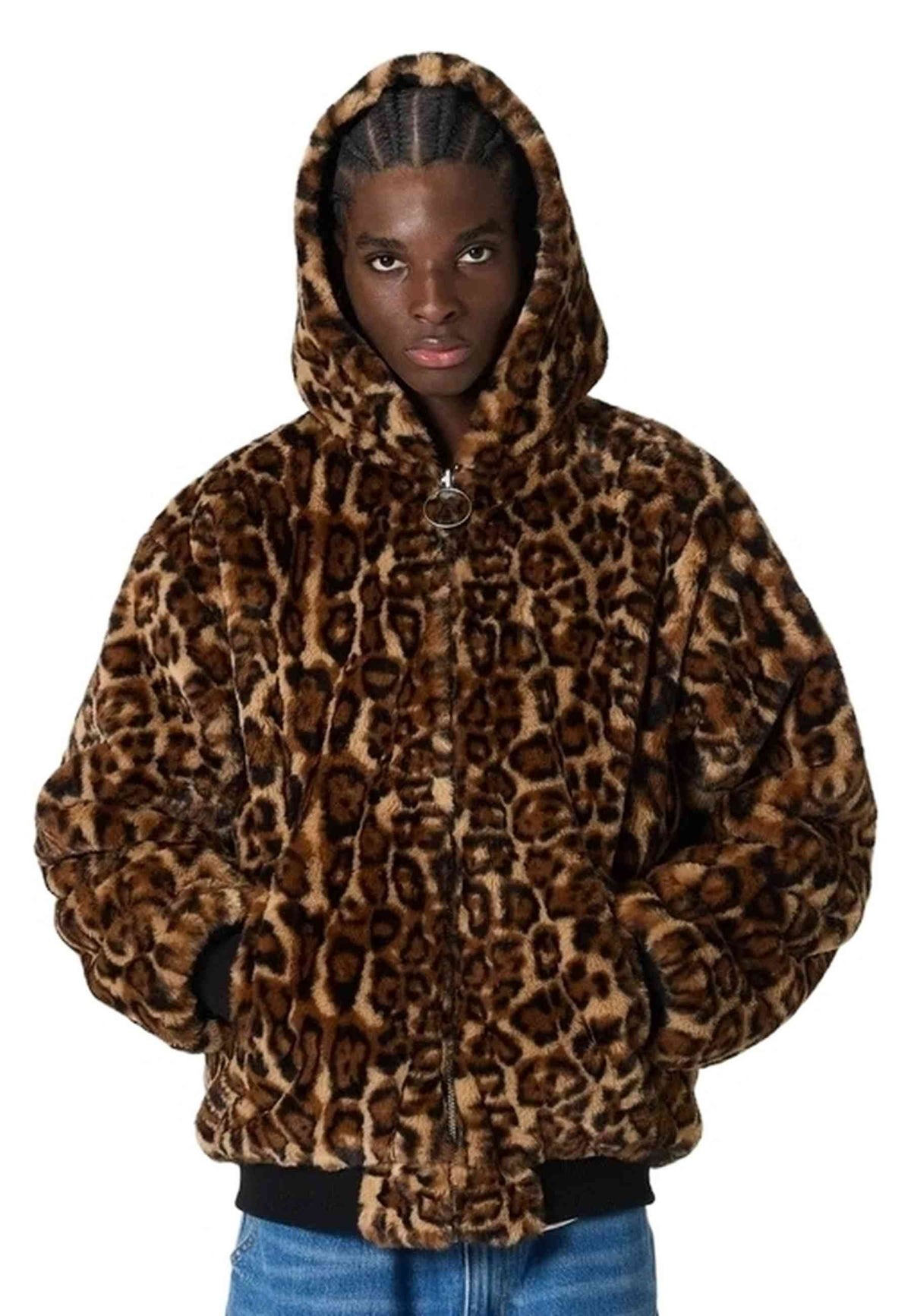 CAZADORA GRIMEY NEGRA THE PROPS REVERSIBLE LEOPARD HOODED JACKET