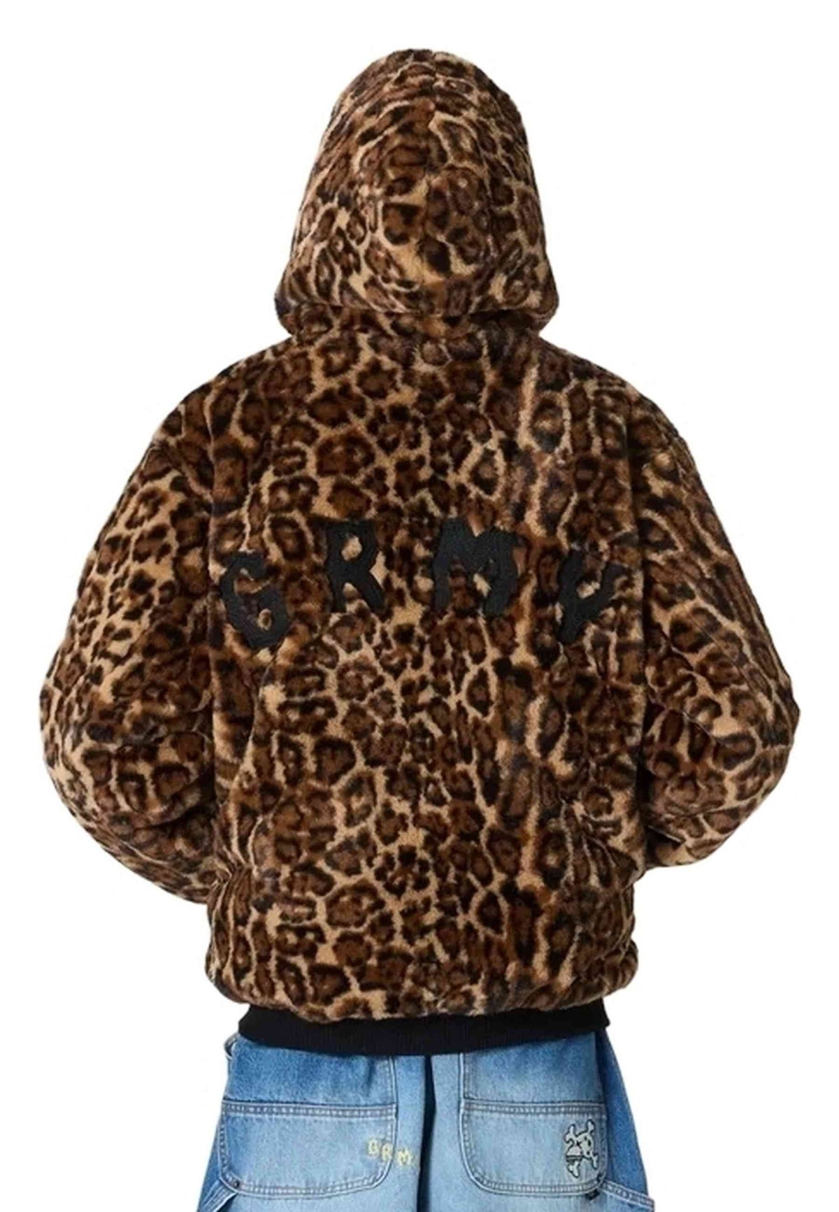 CAZADORA GRIMEY NEGRA THE PROPS REVERSIBLE LEOPARD HOODED JACKET