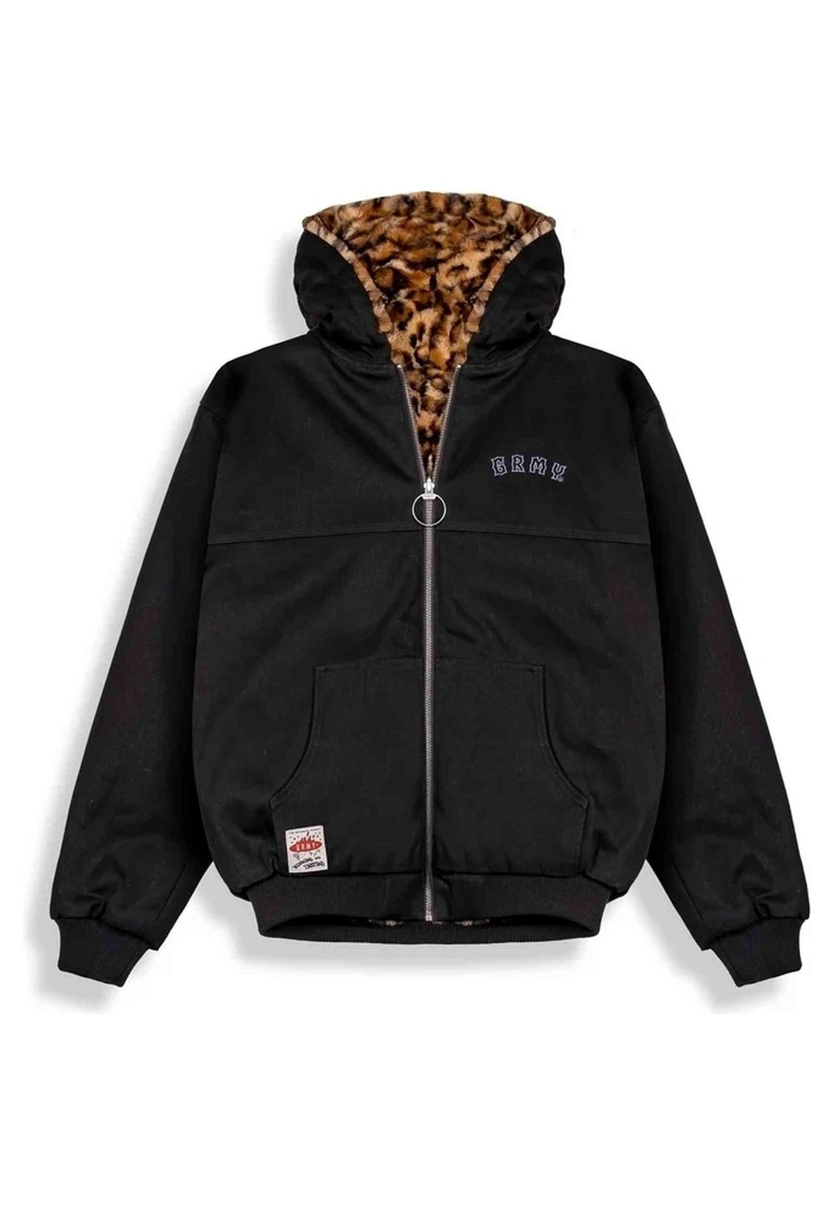 CAZADORA GRIMEY NEGRA THE PROPS REVERSIBLE LEOPARD HOODED JACKET