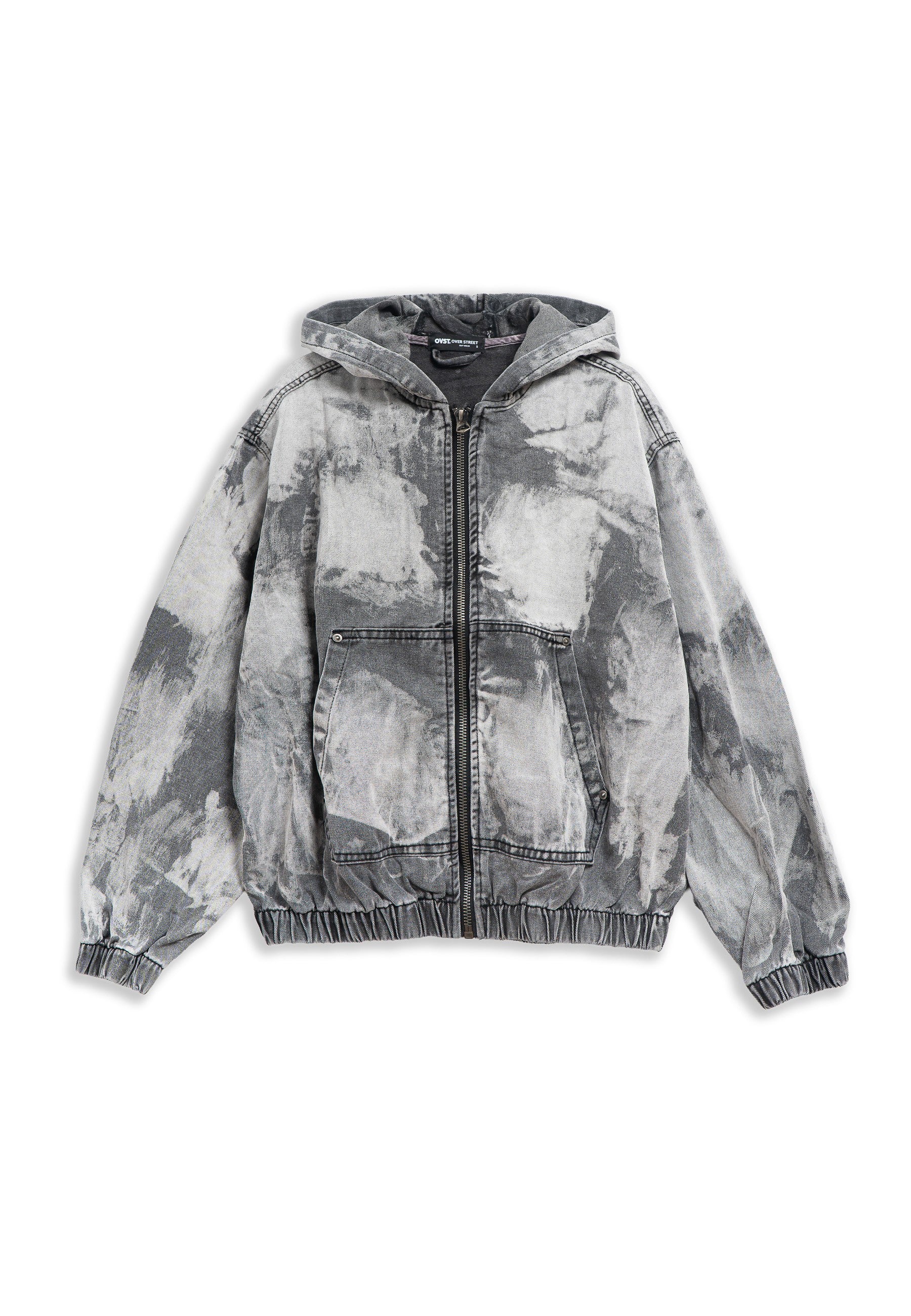CAZADORA GRIS GASTADA ZIPPED JACKET