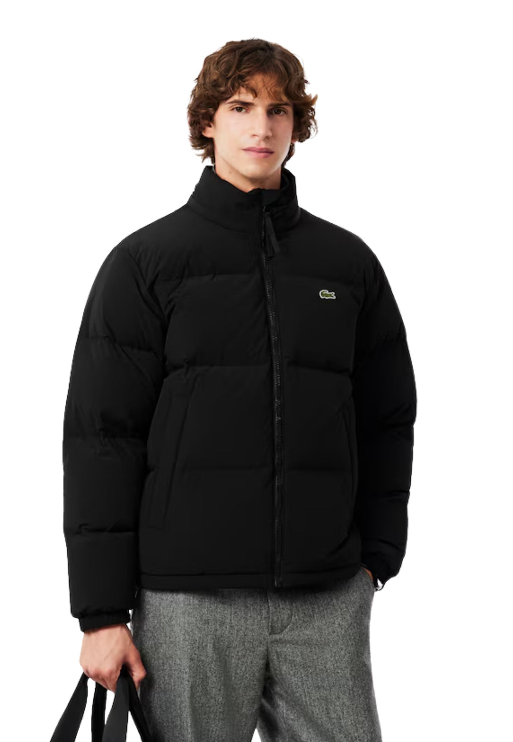 CAZADORA LACOSTE NEGRA HOODED WATERPROOF PADDED JACKET