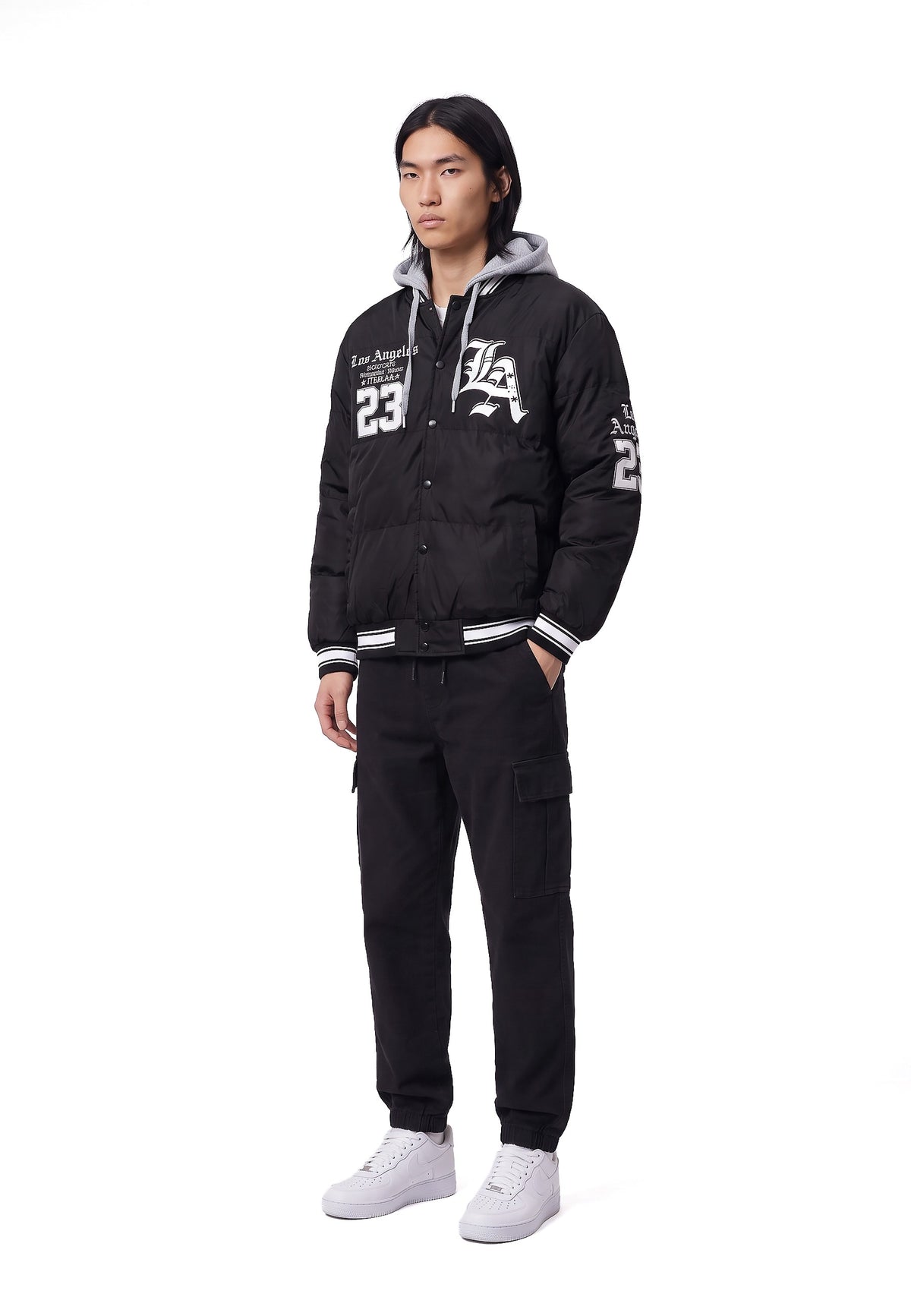 CAZADORA NEGRA LOS ANGELES BASEBALL TEAM COACH JACKET