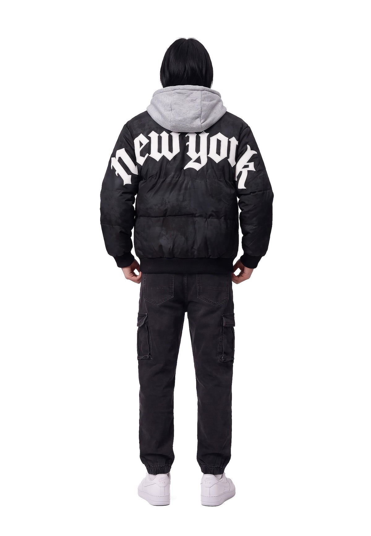 CAZADORA NEGRA NEW YORK MARBLE COACH JACKET