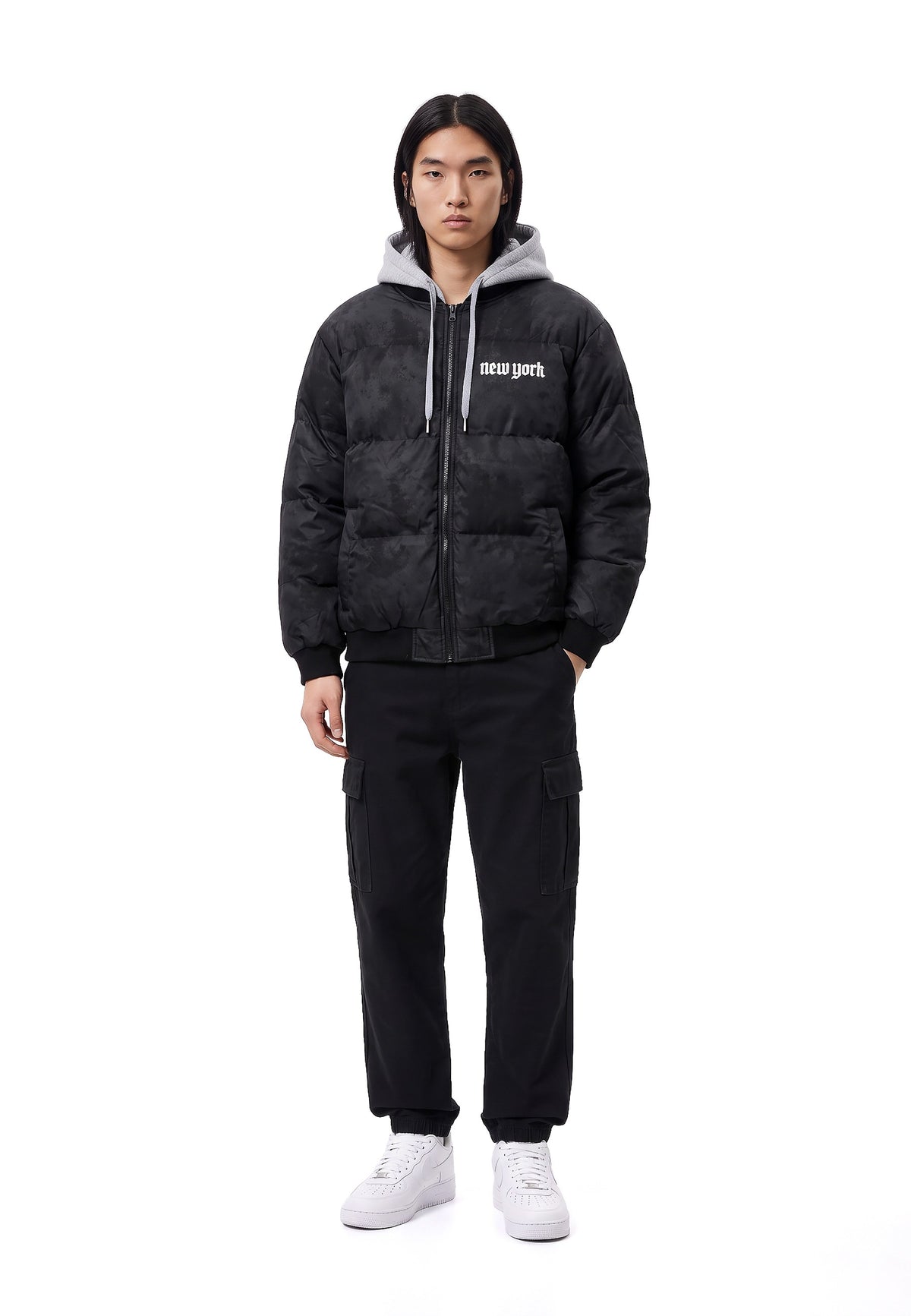 CAZADORA NEGRA NEW YORK MARBLE COACH JACKET