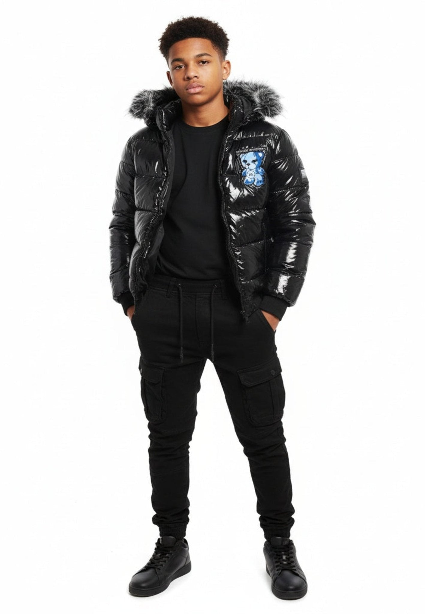 CAZADORA NEGRA/AZUL PRIVATE PROPERTY BEAR PUFFY JACKET - AREA ZERO