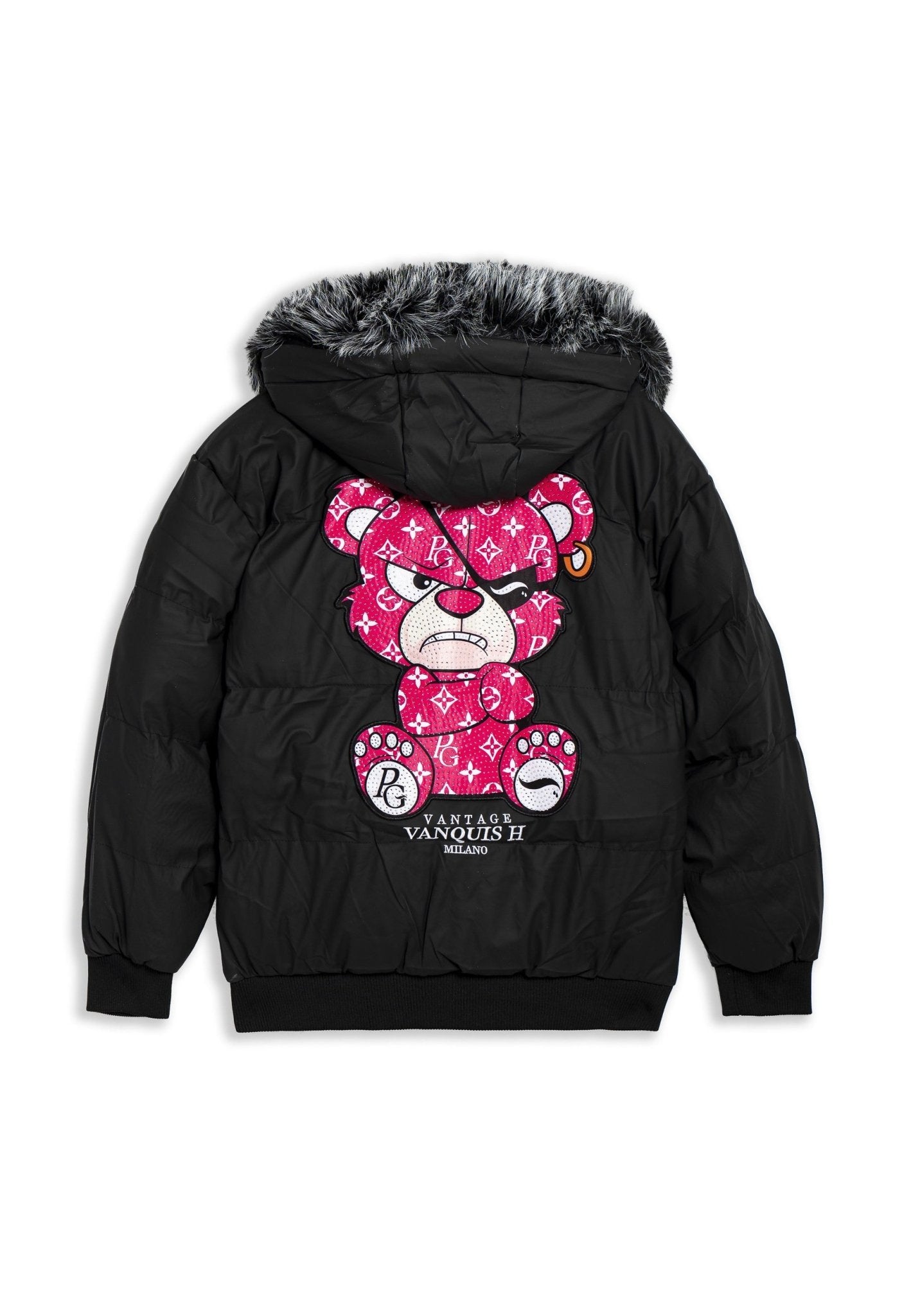 CAZADORA NEGRA/ROSA PIRATE BEAR COACH JACKET - AREA ZERO