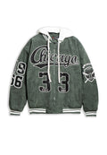 CAZADORA VERDE CHICAGO 33 VARSITY JACKET