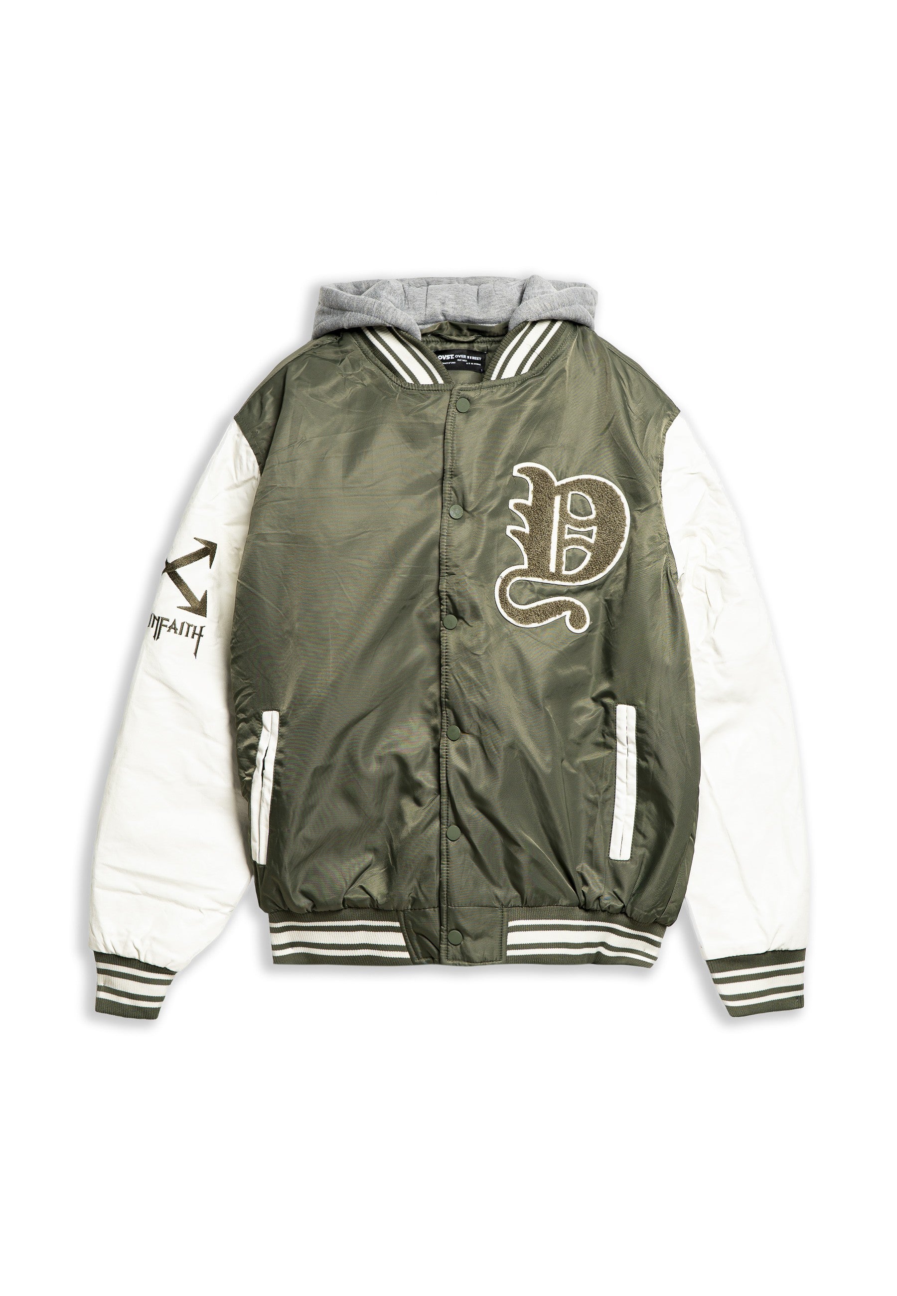 CAZADORA VERDE DETROIT HOODED VARSITY JACKET
