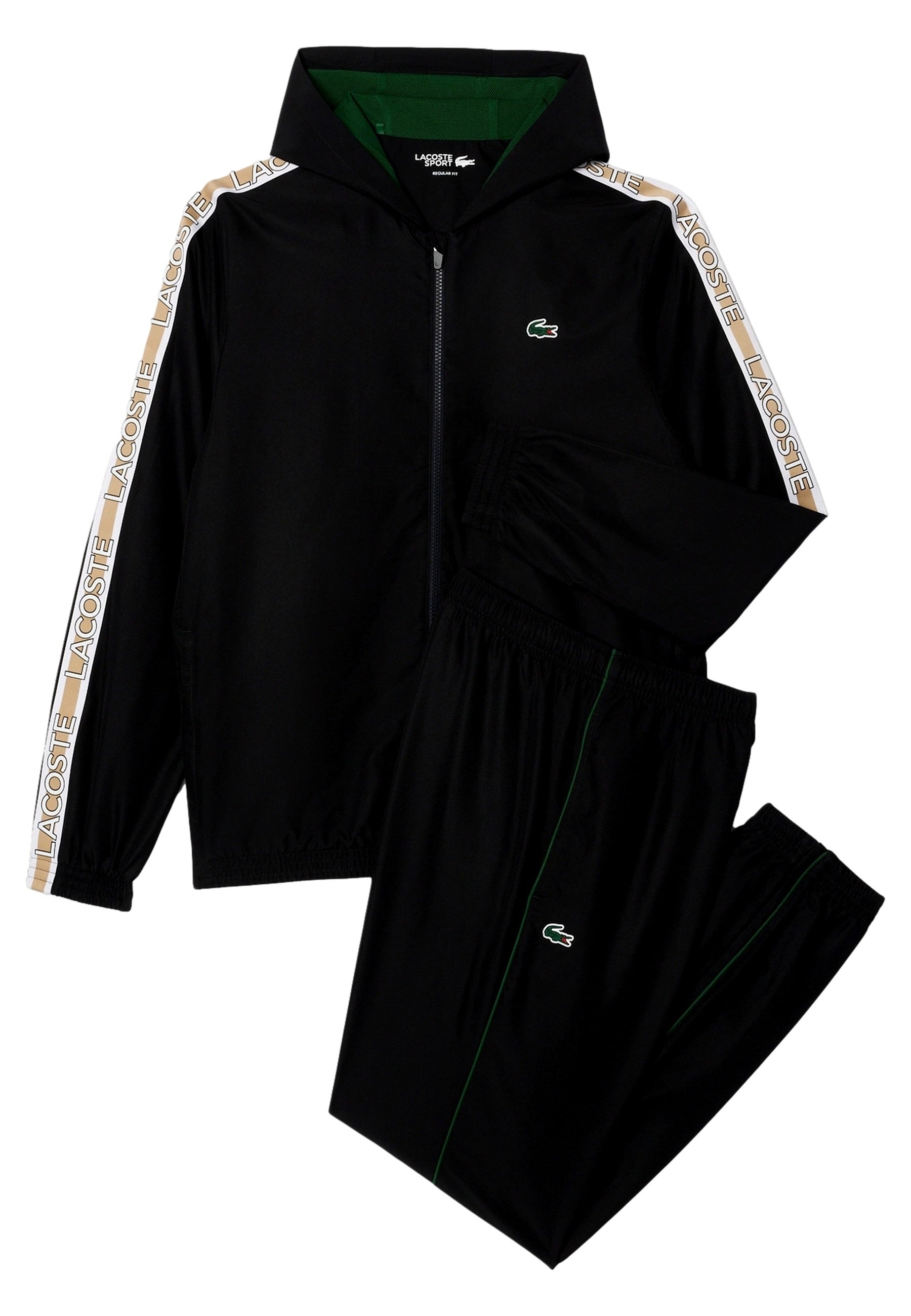 CHANDAL LACOSTE NEGRO STRIPPED LOGO TENNIS TRACKSUIT