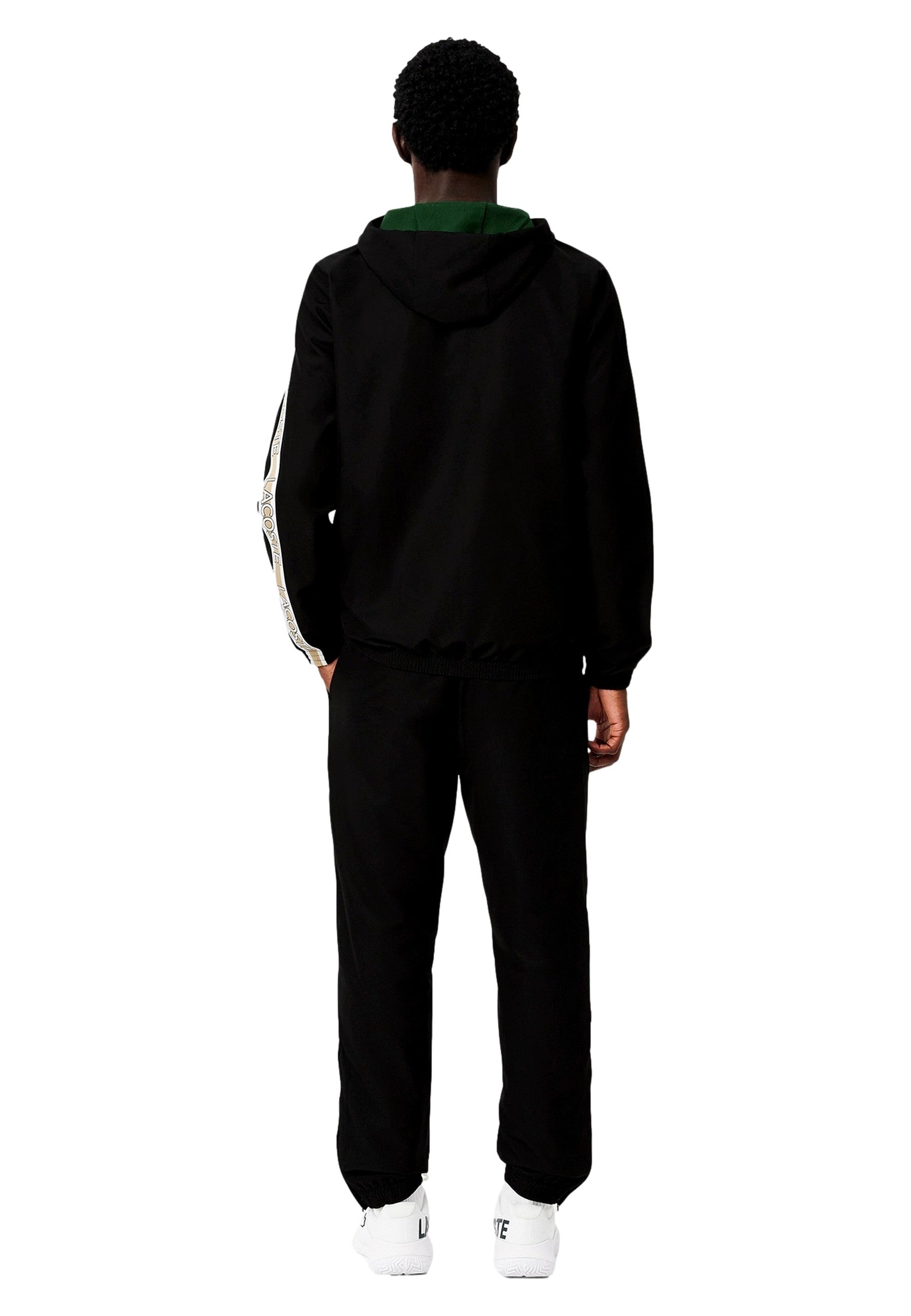 CHANDAL LACOSTE NEGRO STRIPPED LOGO TENNIS TRACKSUIT