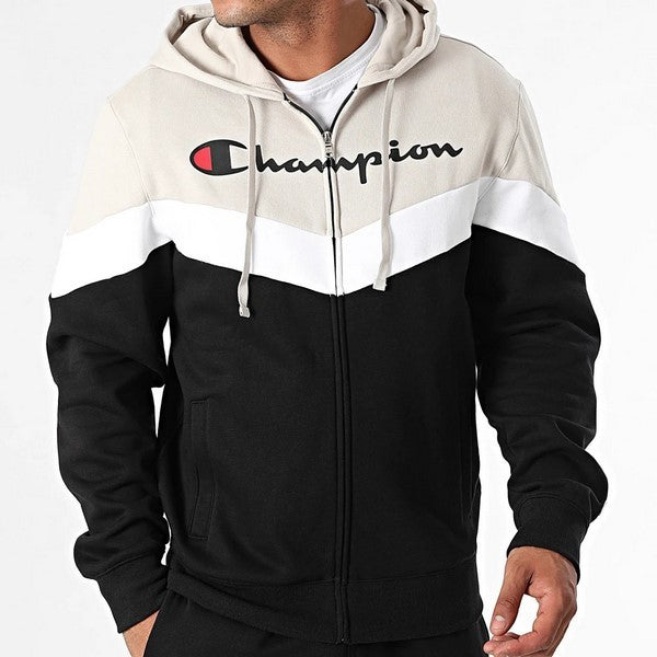 CHAQUETA CHAMPION GRIS BIG PRINTED LOGO CHEVRON SWEATSHIRT