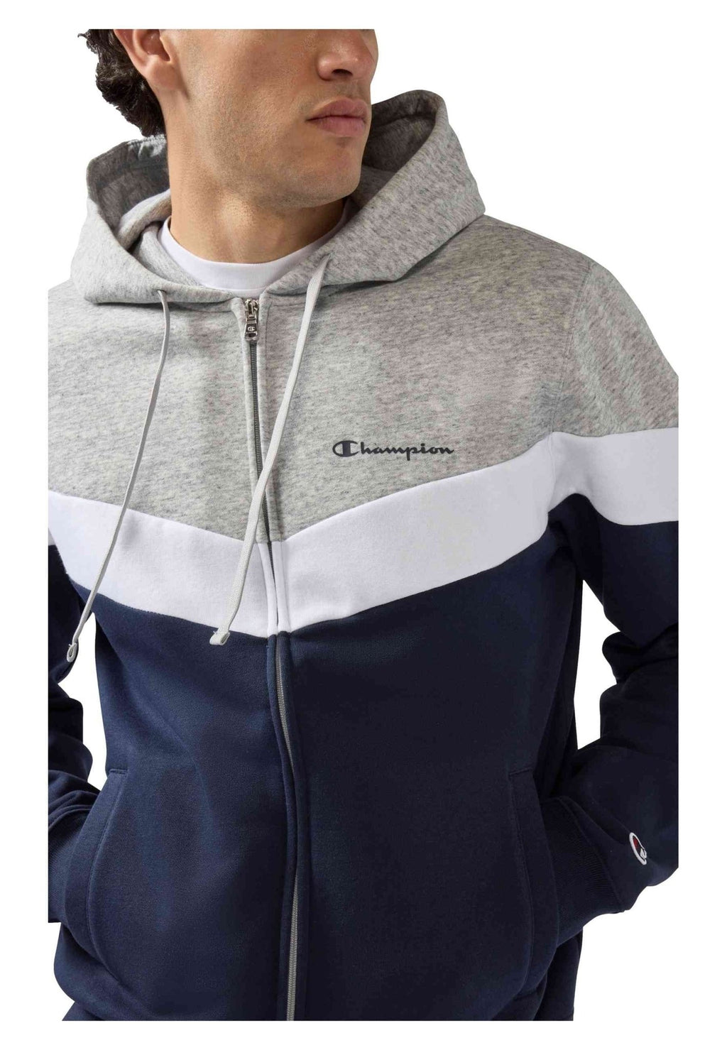 CHAQUETA CHAMPION GRIS CHEVRON HOODED ZIPPED JACKET - AREA ZERO