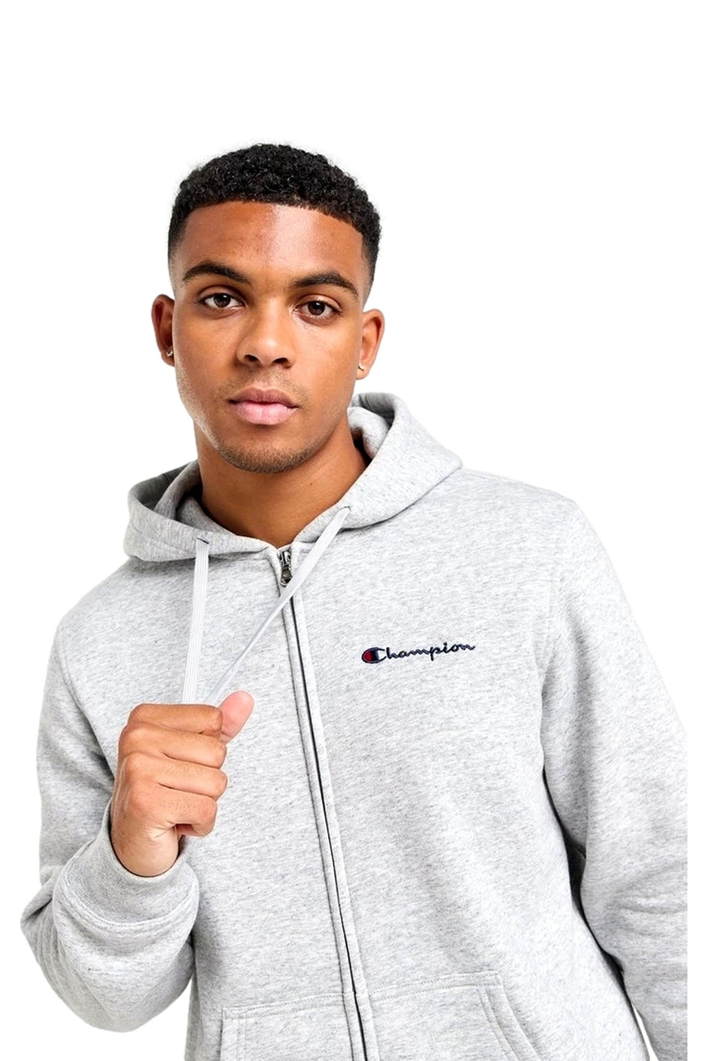 CHAQUETA CHAMPION GRIS SMALL LOGO HOODED FULL ZIP SWEATSHIRT