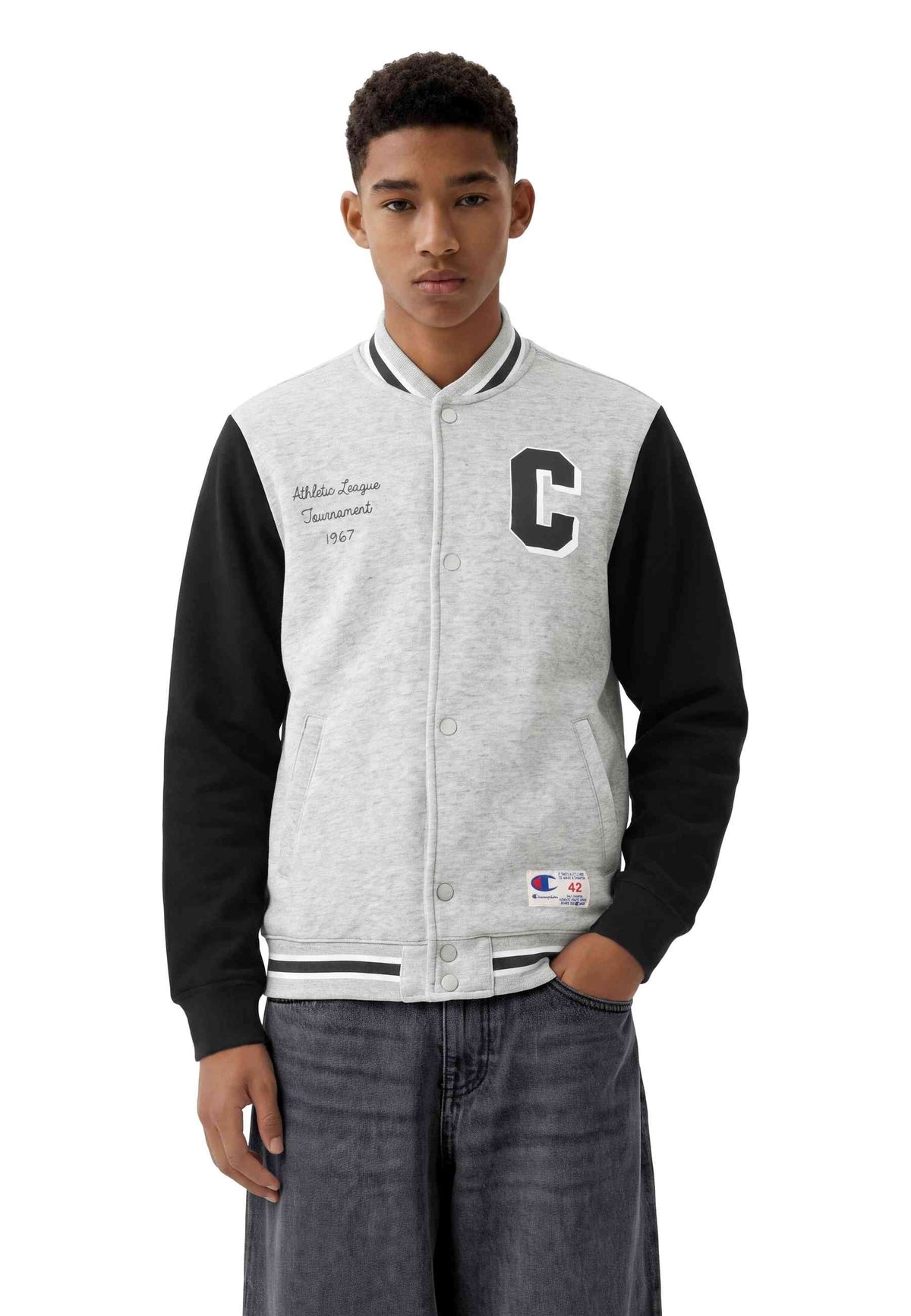 CHAQUETA CHAMPION JUNIOR GRIS BUTTONED BOMBER SWEATCHIRT