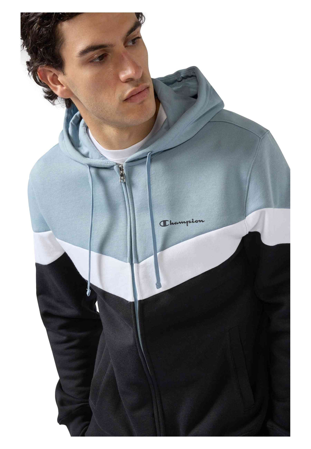 CHAQUETA CHAMPION NEGRA CHEVRON HOODED ZIPPED JACKET