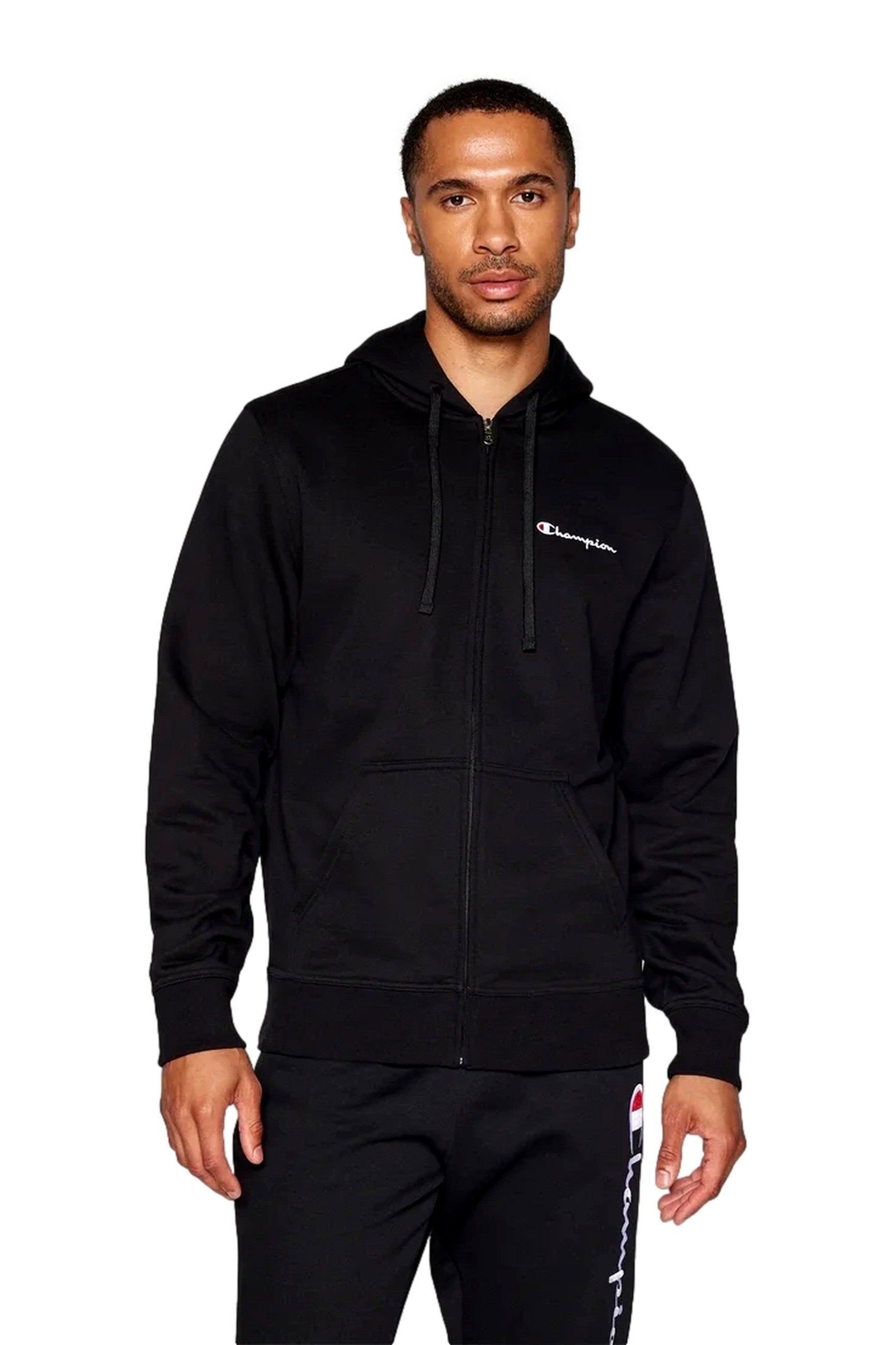 CHAQUETA CHAMPION NEGRA SMALL LOGO HOODED FULL ZIP SWEATSHIRT