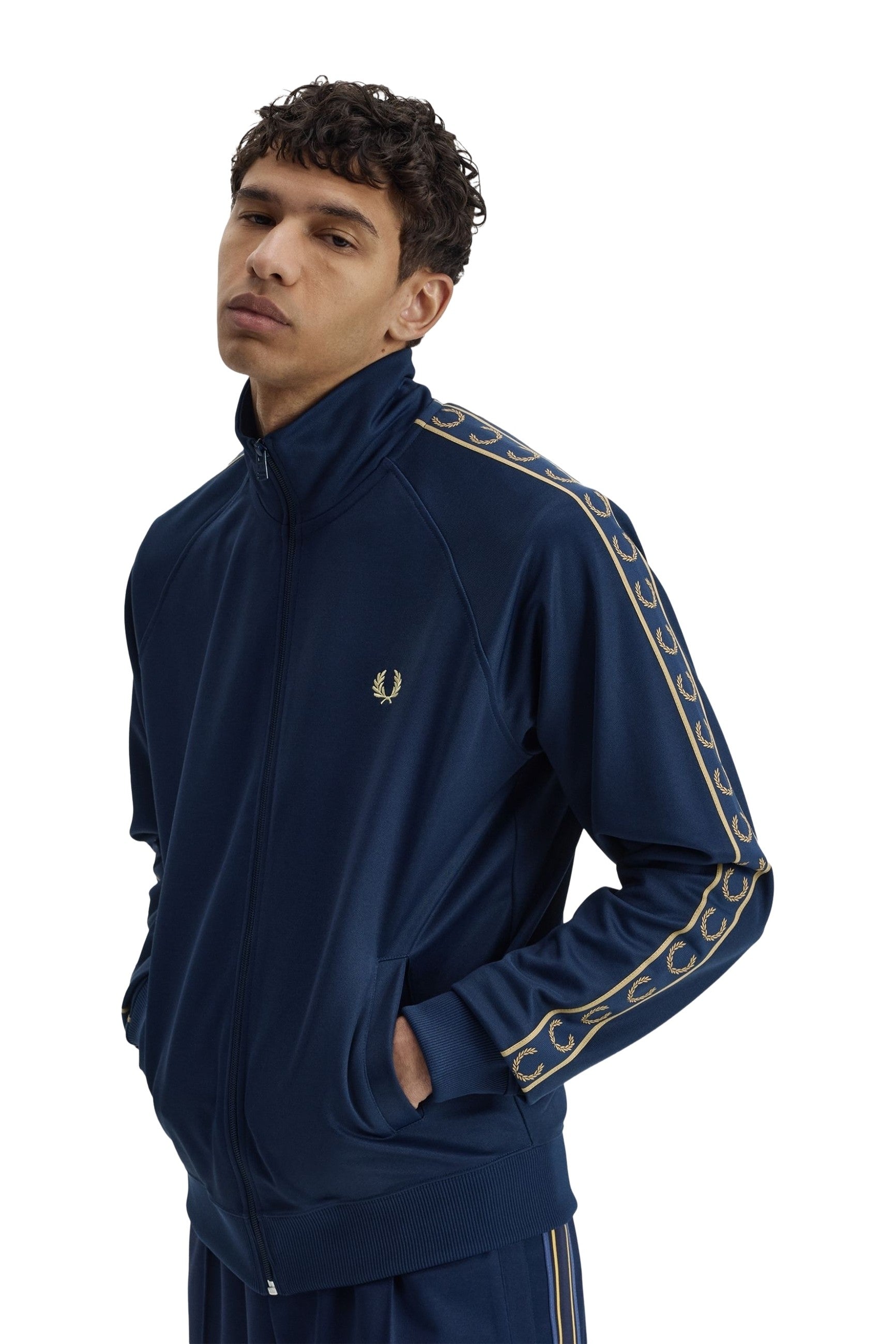 CHAQUETA FRED PERRY MARINO CONTRAST TAPE TRACK JACKET