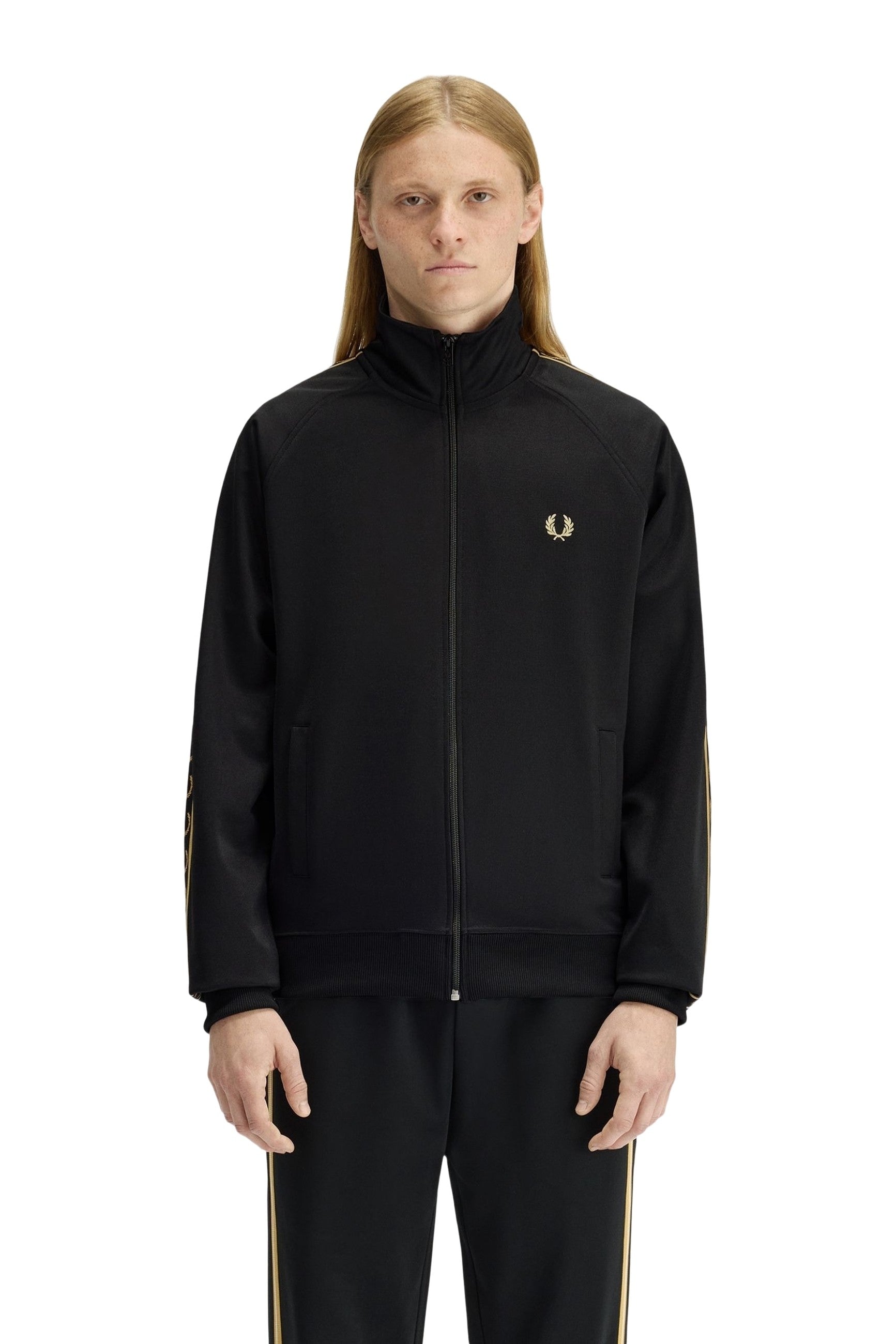 CHAQUETA FRED PERRY NEGRA CONTRAST TAPE TRACK JACKET