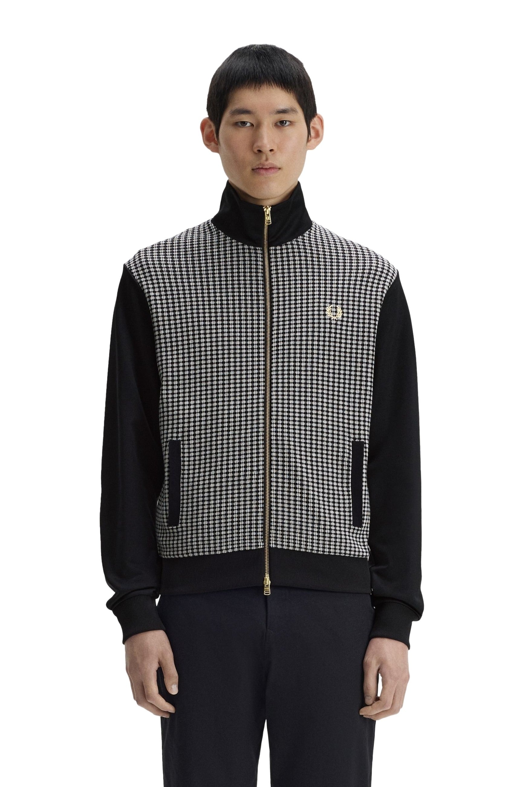 CHAQUETA FRED PERRY NEGRA KNITTED FRONT TRACK JACKET