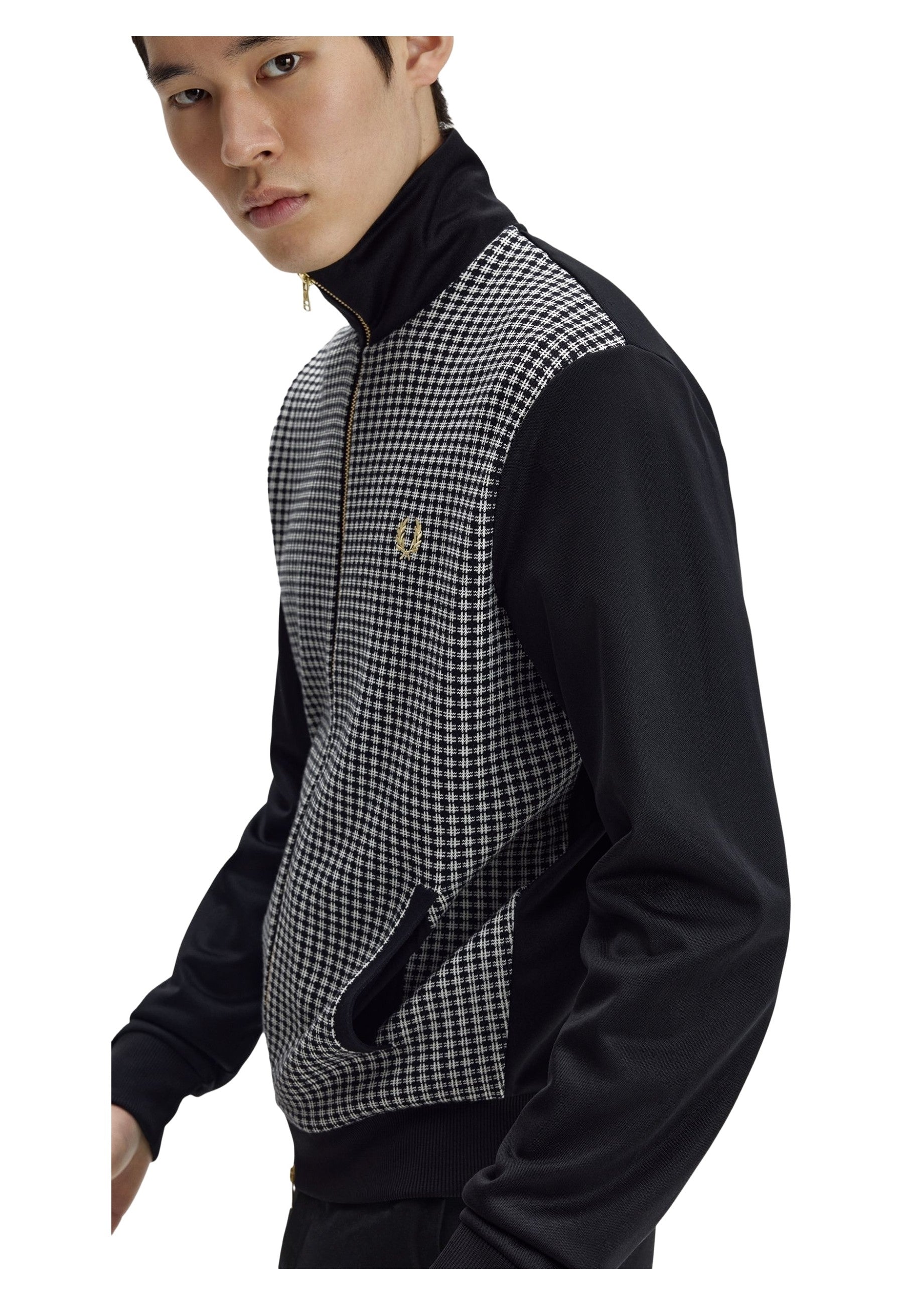 CHAQUETA FRED PERRY NEGRA KNITTED FRONT TRACK JACKET
