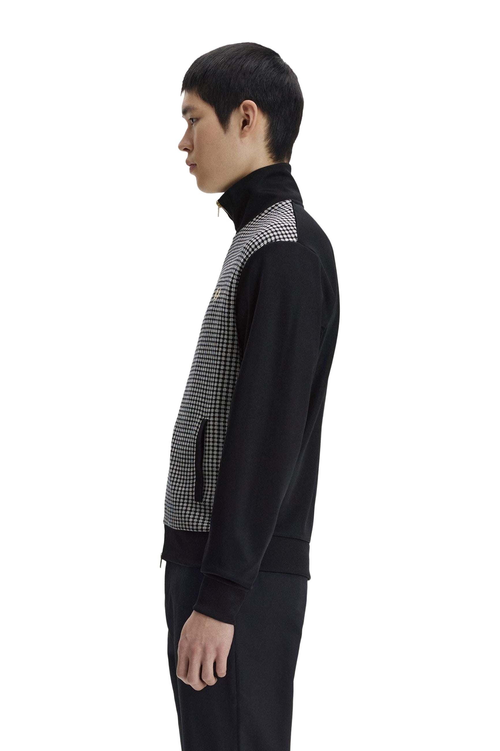 CHAQUETA FRED PERRY NEGRA KNITTED FRONT TRACK JACKET