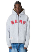 GRIMEY GRAY THE PROPS QUILTED ZIP HOODIE