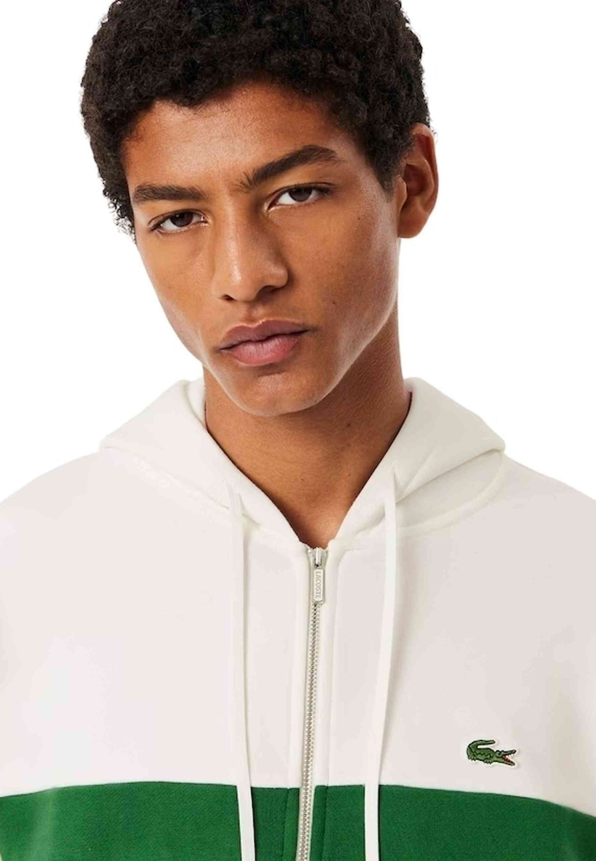 CHAQUETA LACOSTE BLANCA FULL ZIP COLOURBLOCK JACKET