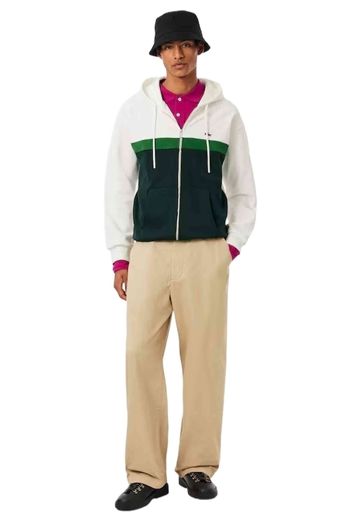 CHAQUETA LACOSTE BLANCA FULL ZIP COLOURBLOCK JACKET