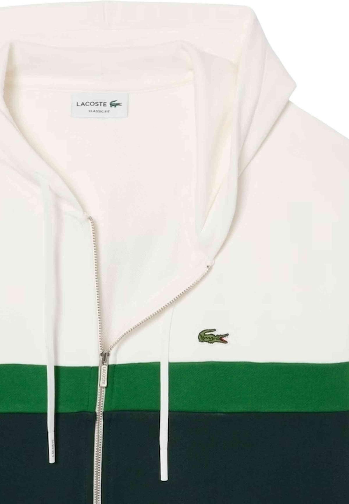 CHAQUETA LACOSTE BLANCA FULL ZIP COLOURBLOCK JACKET