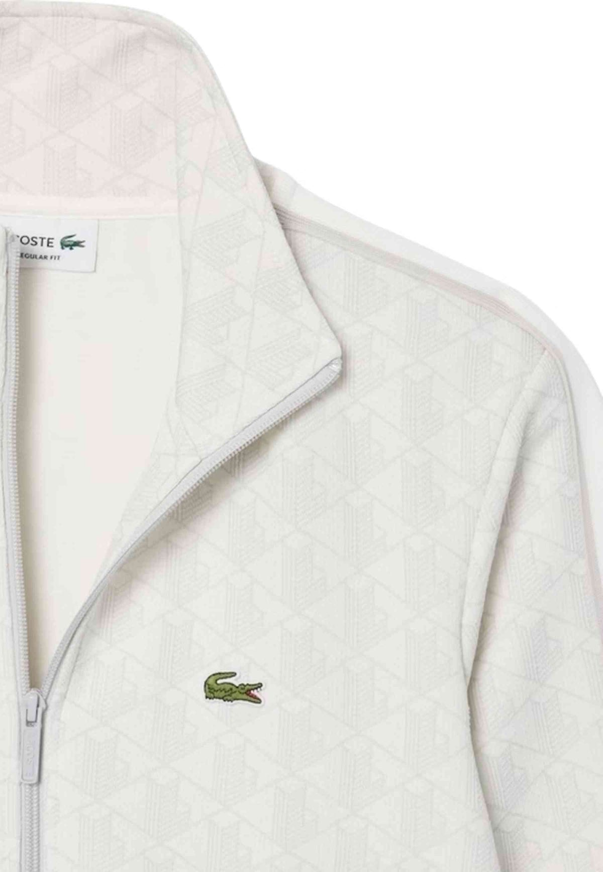 CHAQUETA LACOSTE BLANCA MONOGRAM JACQARD PARID FULL ZIP JACKET