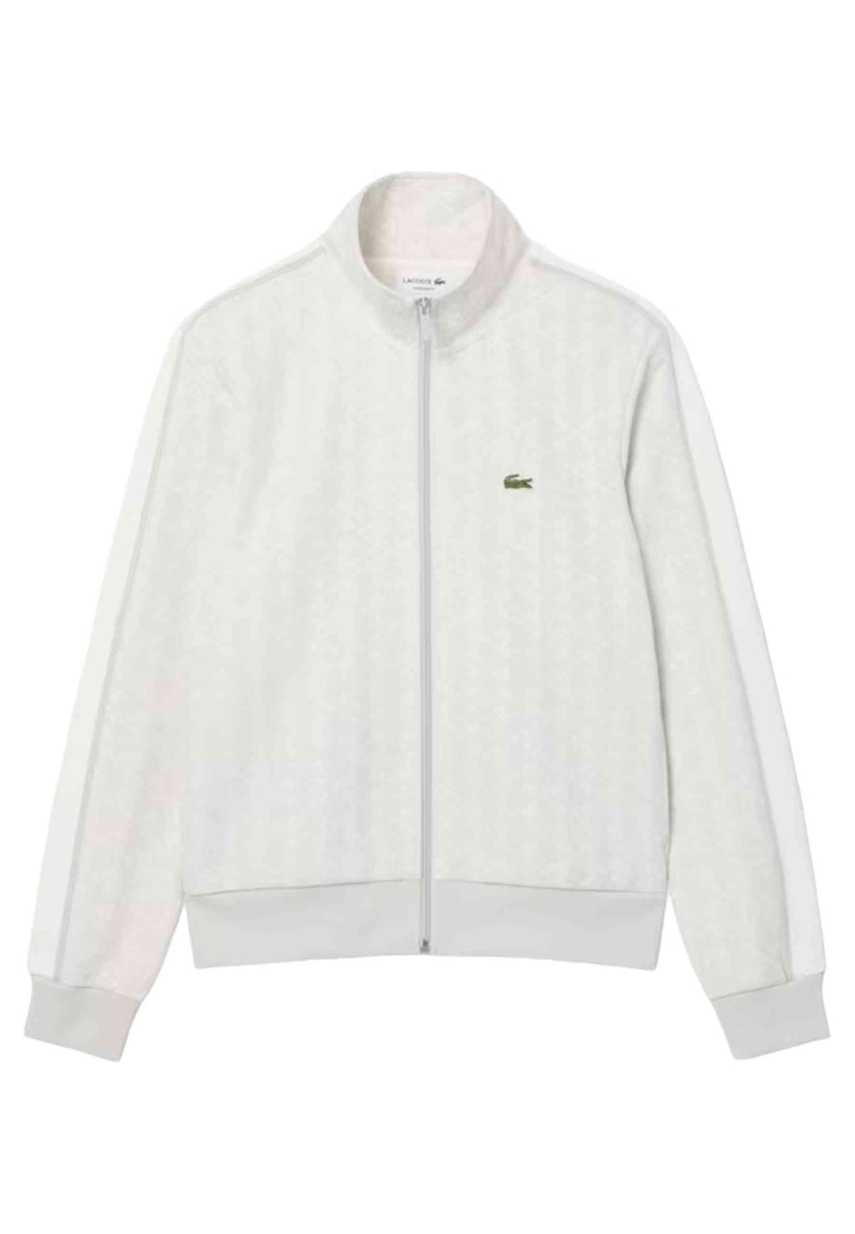 CHAQUETA LACOSTE BLANCA MONOGRAM JACQARD PARID FULL ZIP JACKET