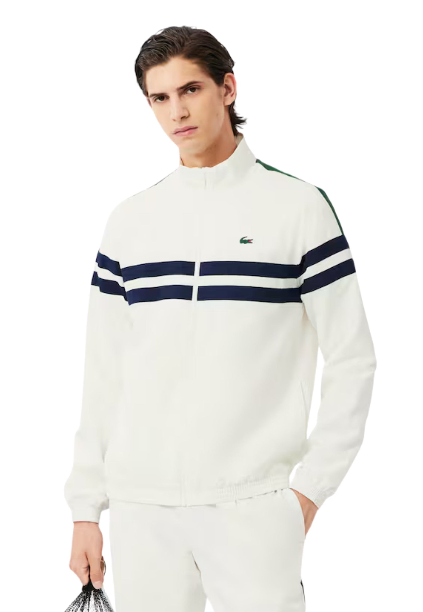 CHAQUETA LACOSTE BLANCA STRIPPED TENNIS TRACKJACKET