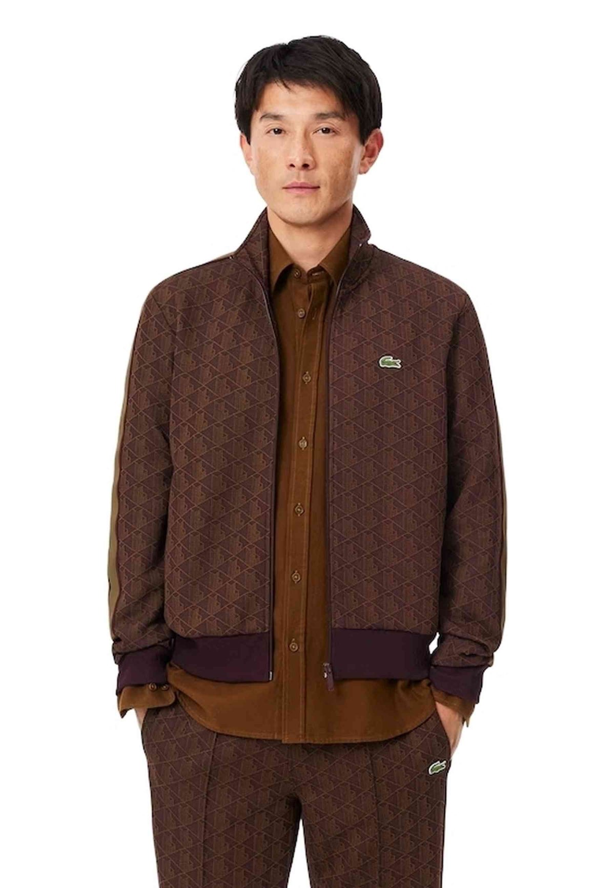 CHAQUETA LACOSTE MARRON MONOGRAM PARIS JACQUARD JACKET